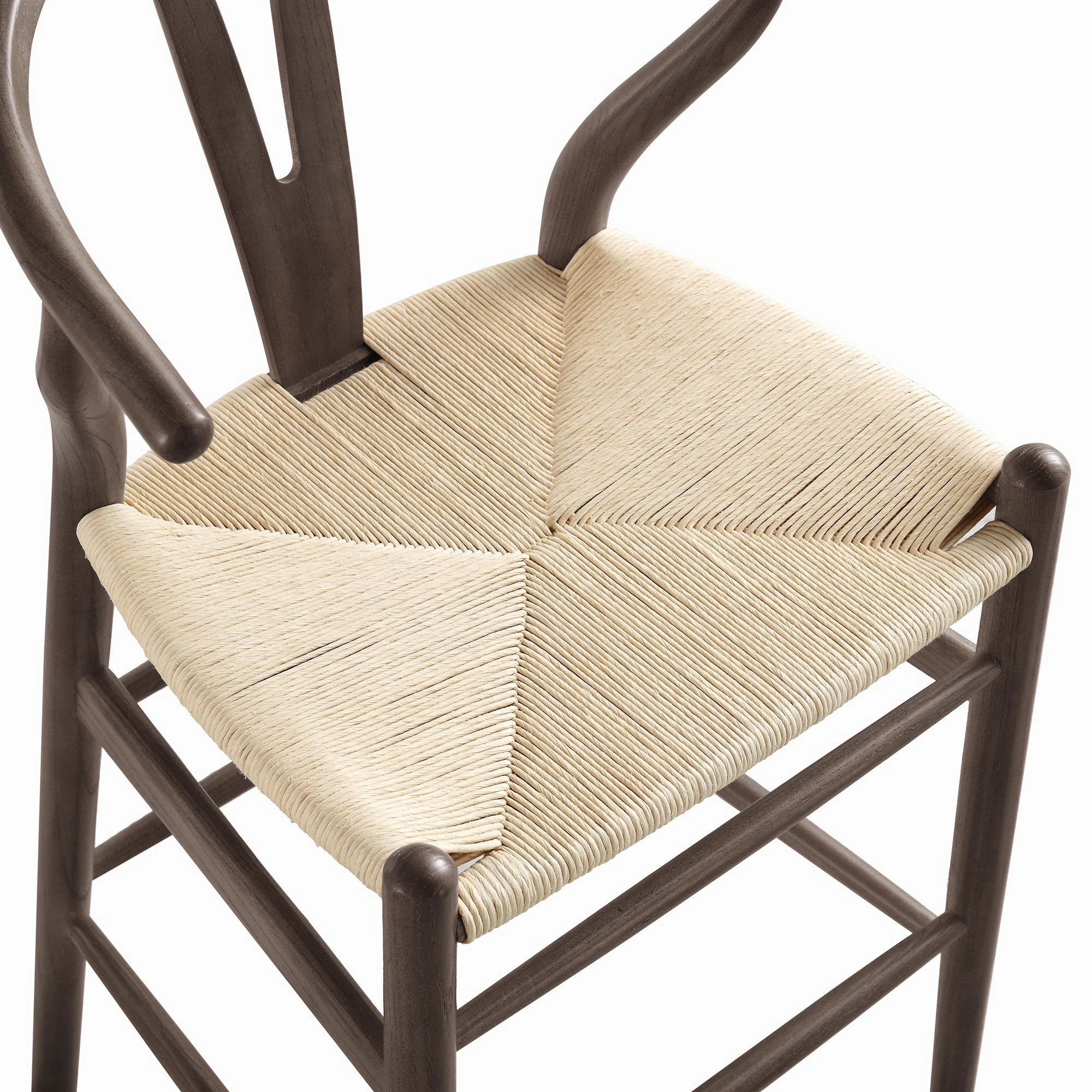 Hansel Wooden Natural Weave Counter Stool, Dark Walnut Colour Frame