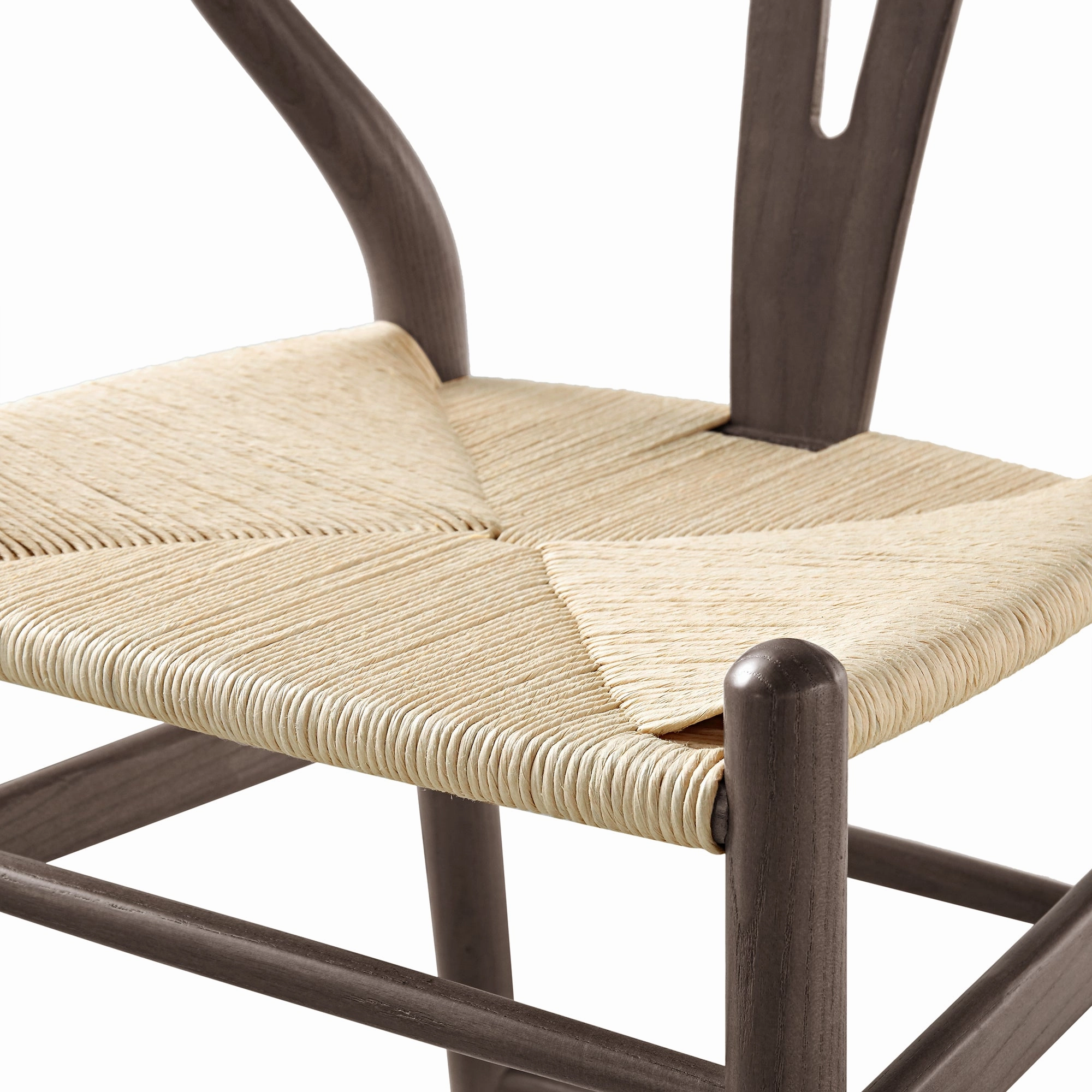 Hansel Wooden Natural Weave Counter Stool, Dark Walnut Colour Frame