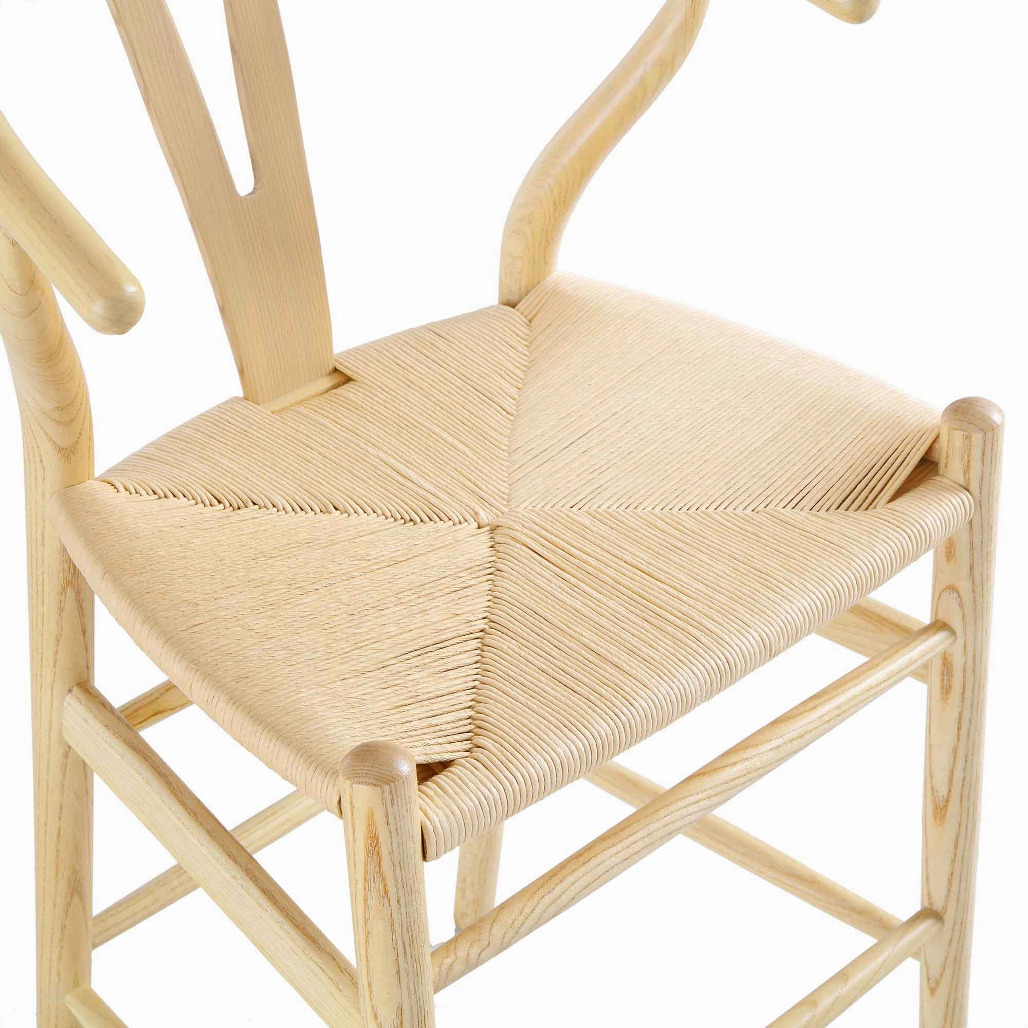 Hansel Wooden Natural Weave Counter Stool, Natural Frame