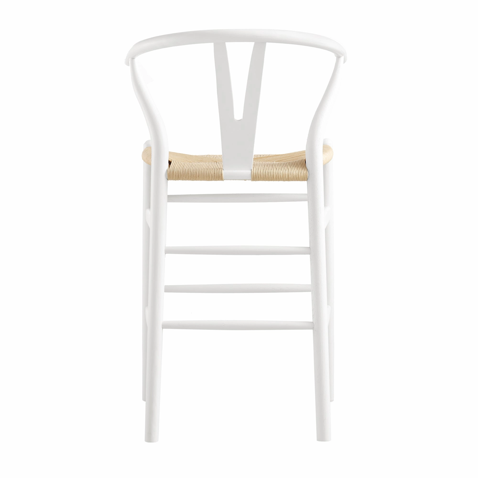 Hansel Wooden Natural Weave Counter Stool, White Frame