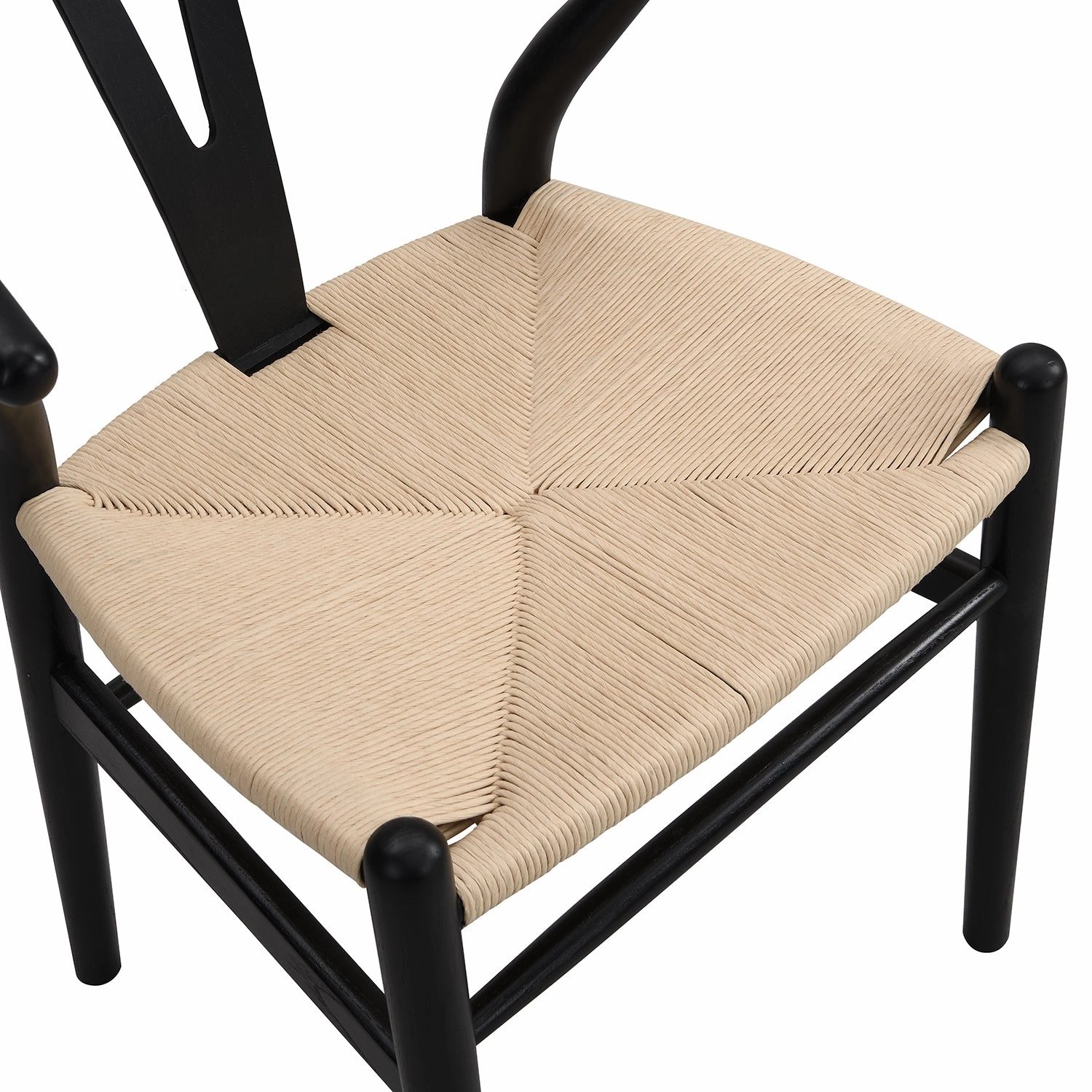 Hansel Wooden Natural Weave Dining Chair, Black Colour Frame