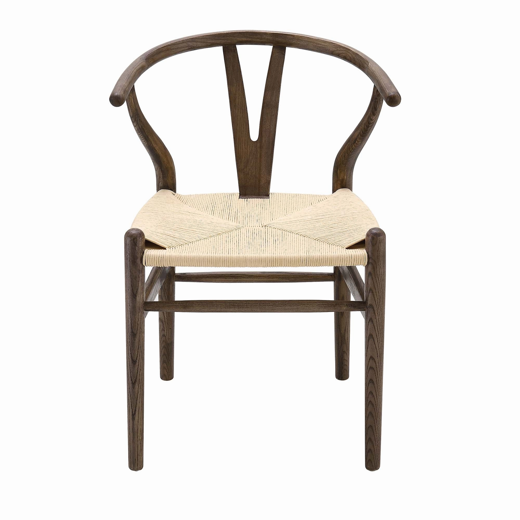 Hansel Wooden Natural Weave Dining Chair, Dark Walnut Colour Frame