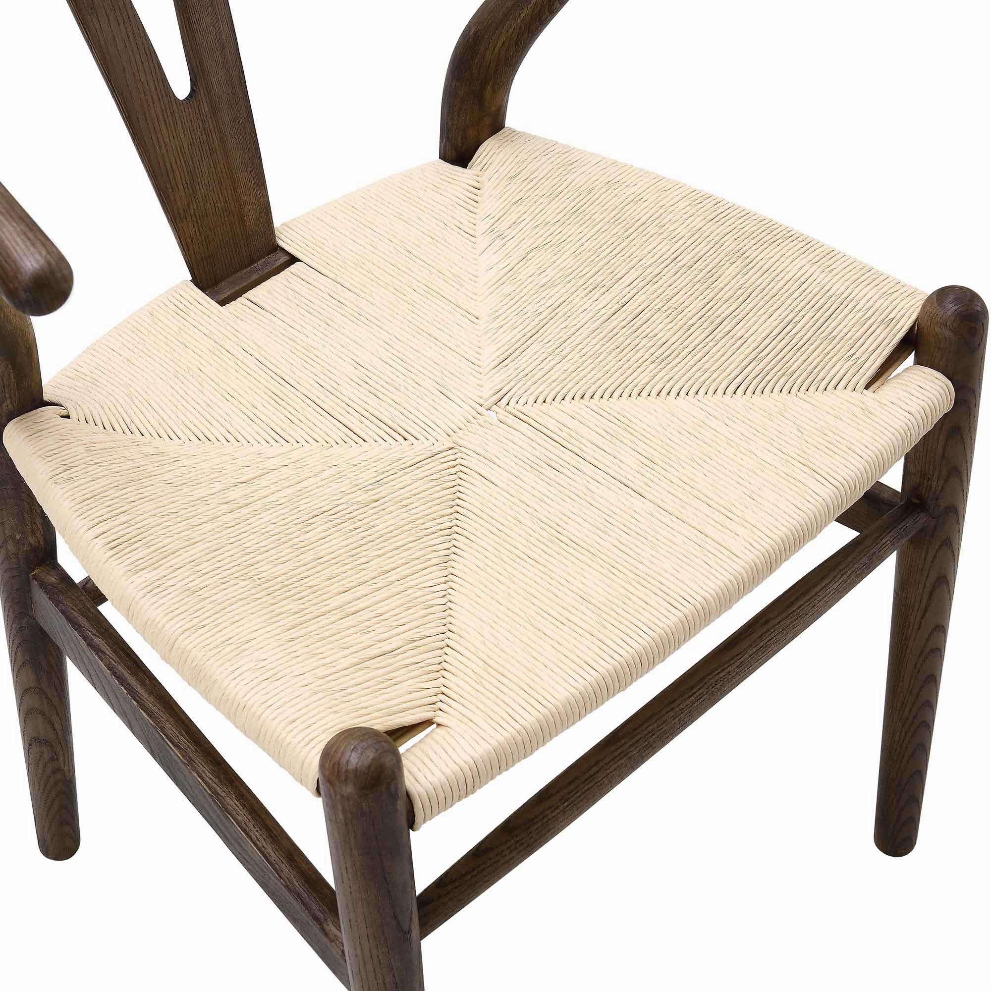Hansel Wooden Natural Weave Dining Chair, Dark Walnut Colour Frame
