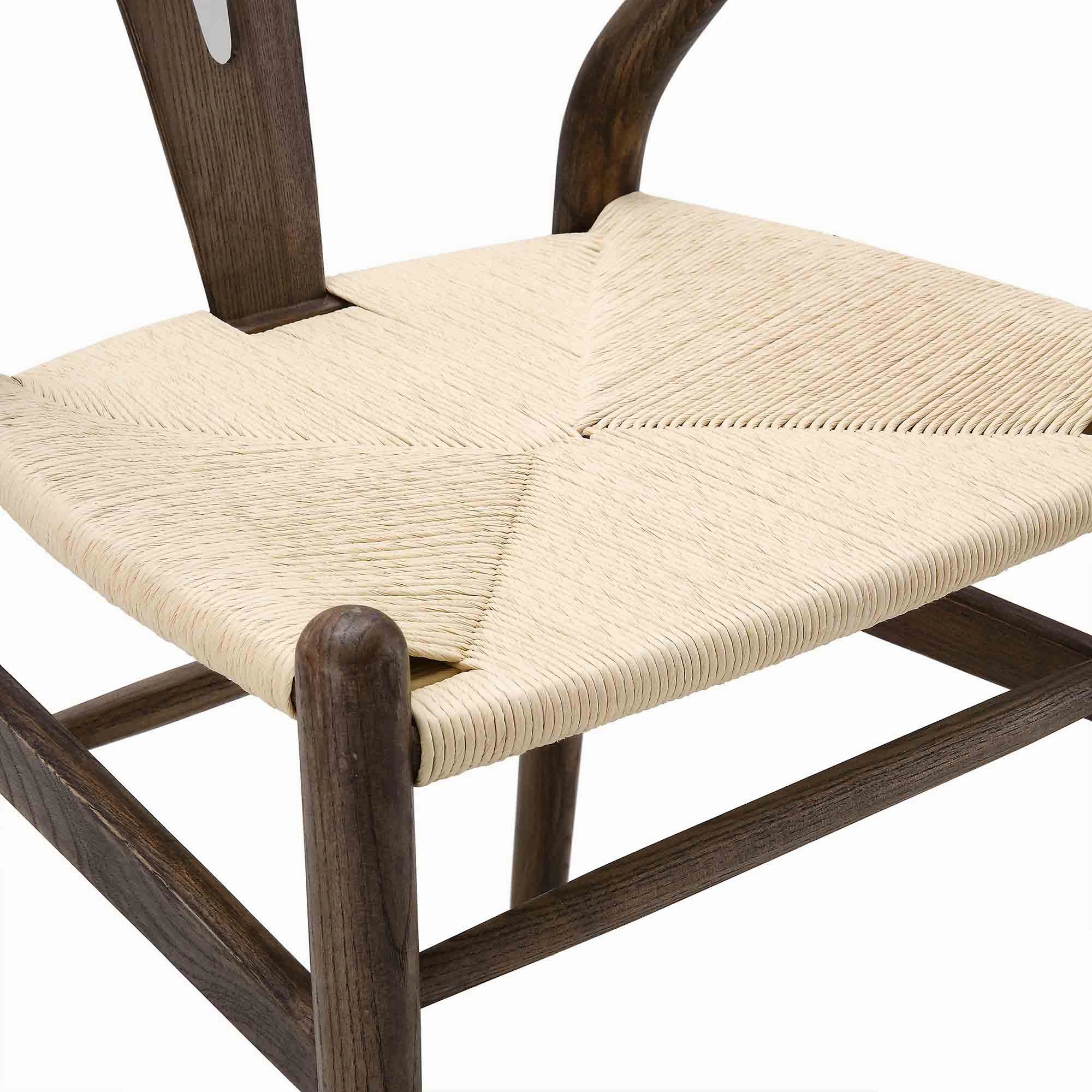 Hansel Wooden Natural Weave Dining Chair, Dark Walnut Colour Frame