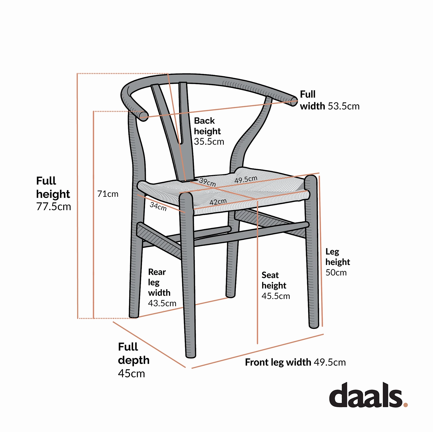 Hansel Wooden Natural Weave Dining Chair, Natural Colour Frame