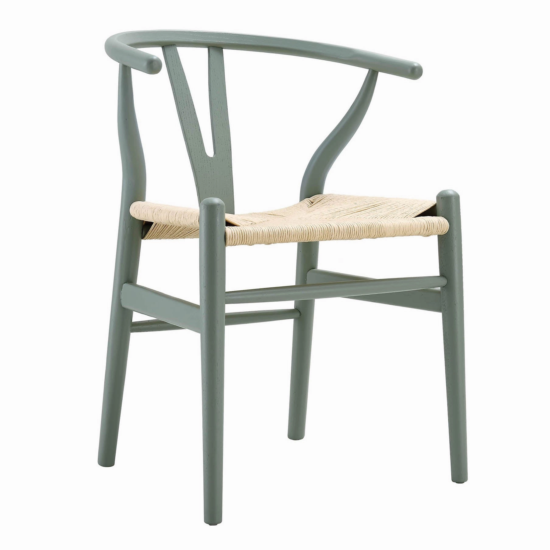 Hansel Wooden Natural Weave Dining Chair, Sage Green Colour Frame