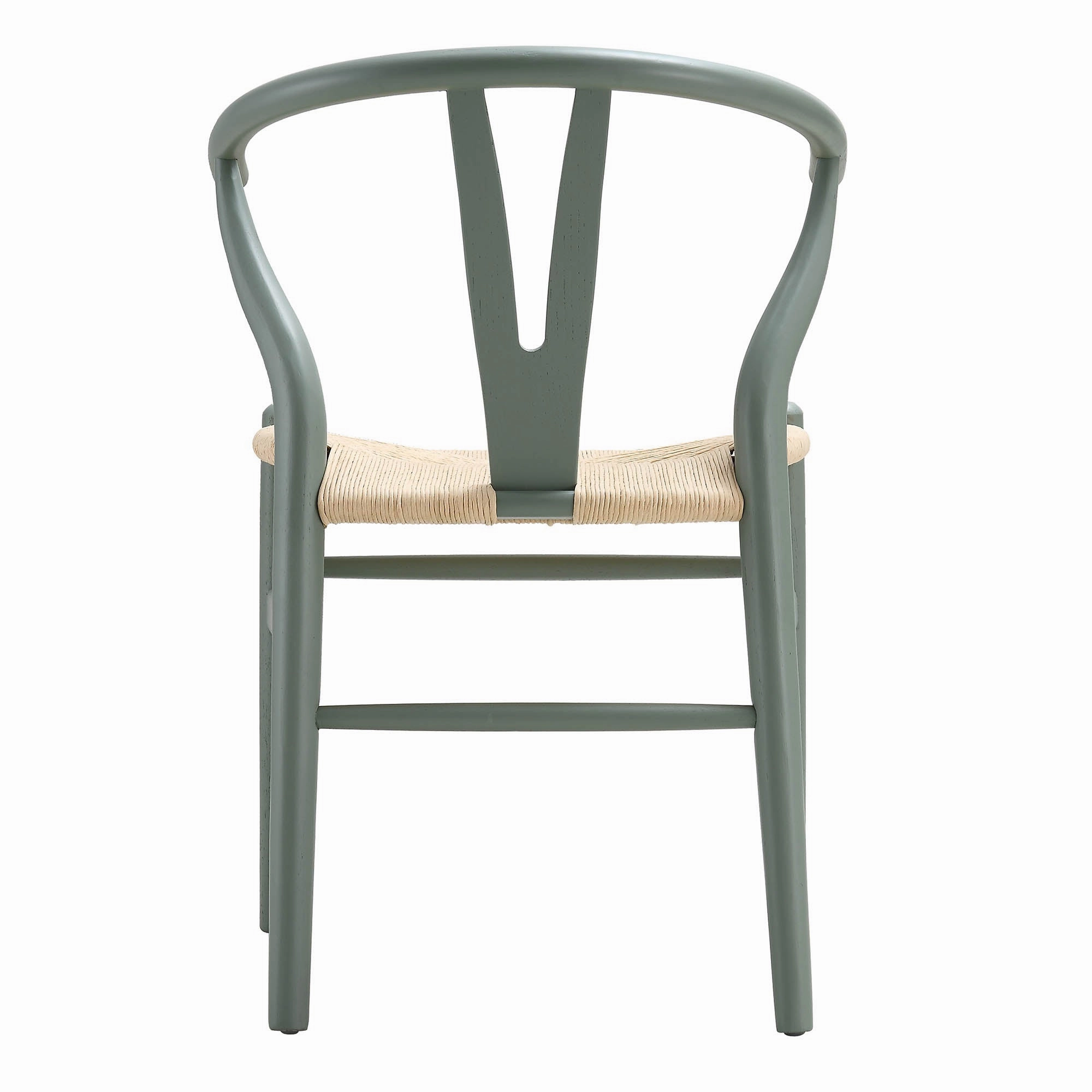 Hansel Wooden Natural Weave Dining Chair, Sage Green Colour Frame