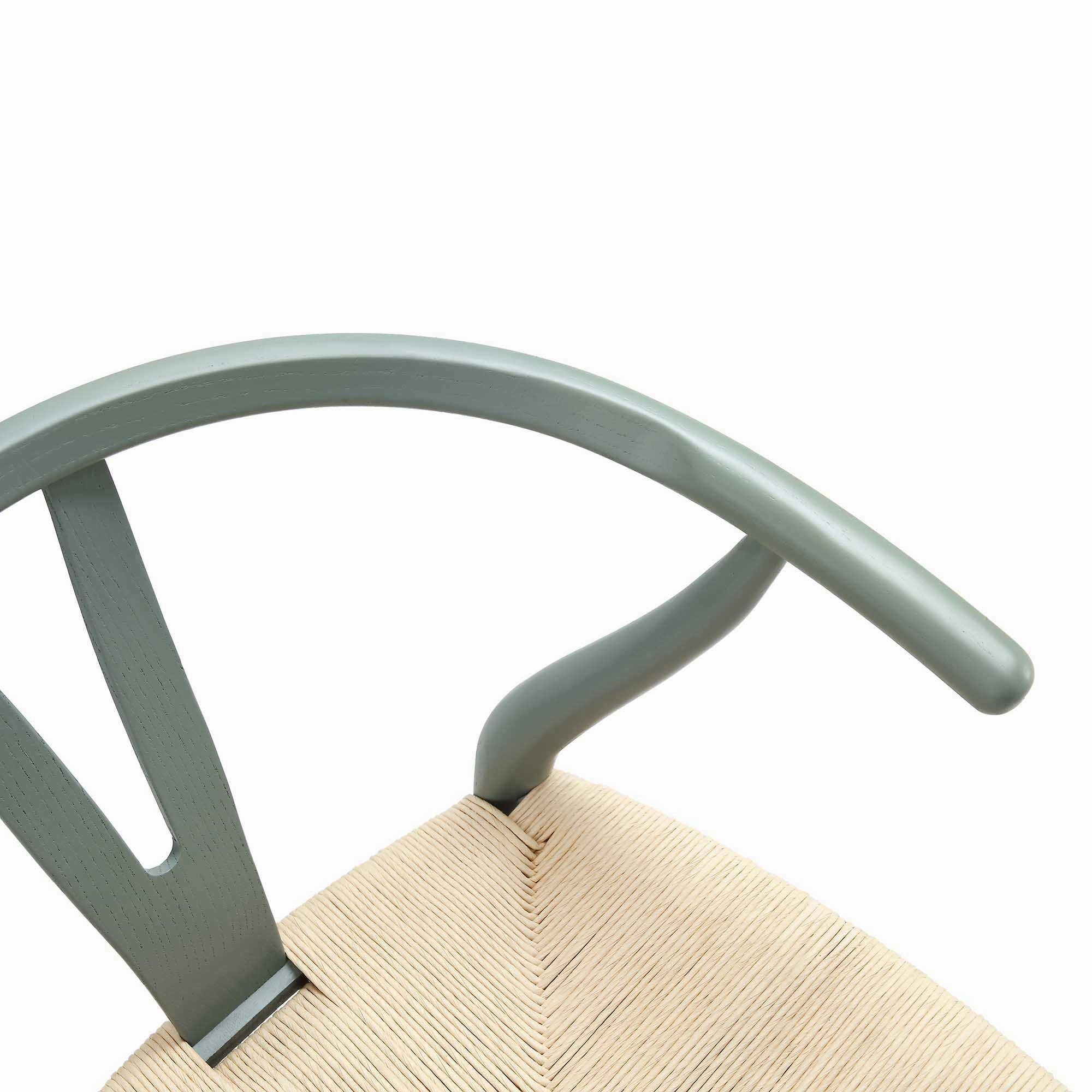 Hansel Wooden Natural Weave Dining Chair, Sage Green Colour Frame