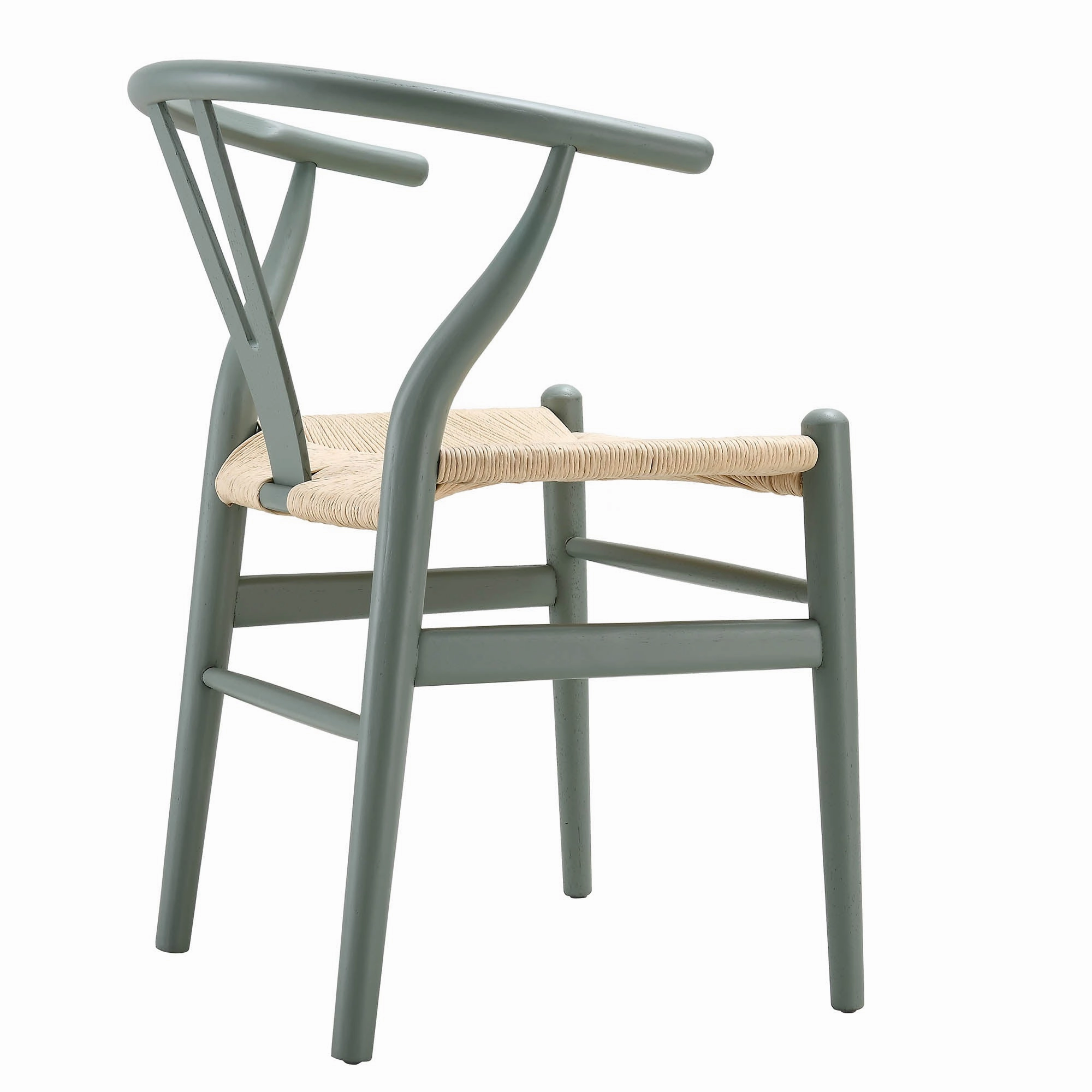 Hansel Wooden Natural Weave Dining Chair, Sage Green Colour Frame