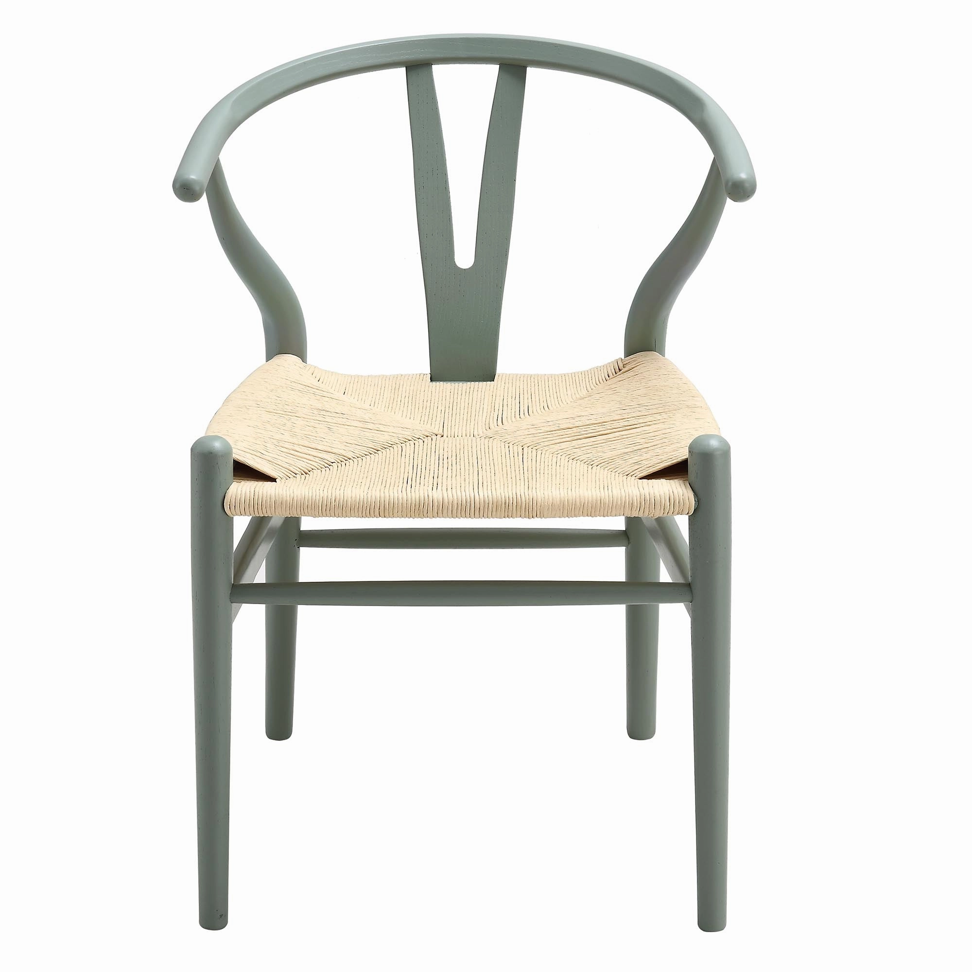 Hansel Wooden Natural Weave Dining Chair, Sage Green Colour Frame