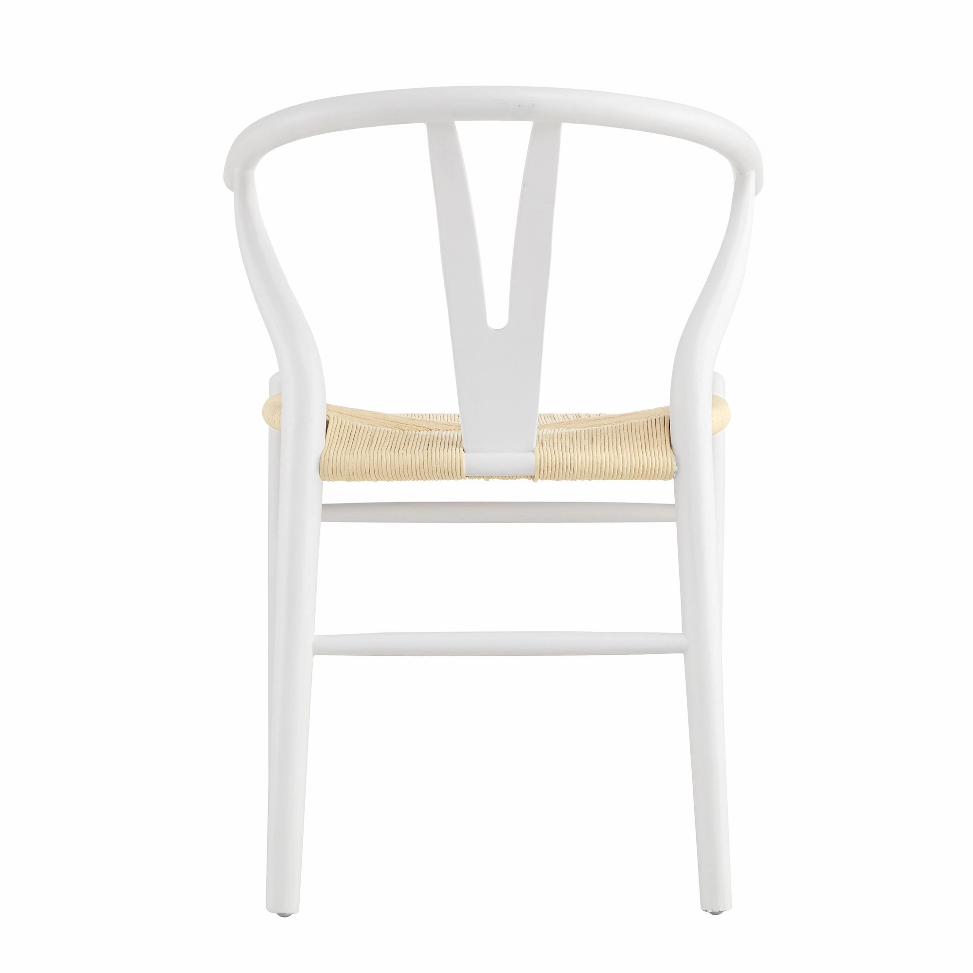 Hansel Wooden Natural Weave Dining Chair, White Colour Frame