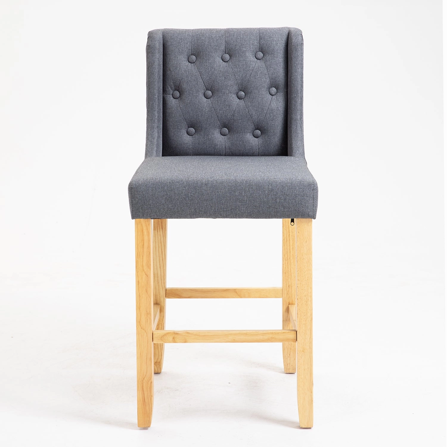 Harbury Set of 2 Buttoned Bar Stools (Light Grey Linen)