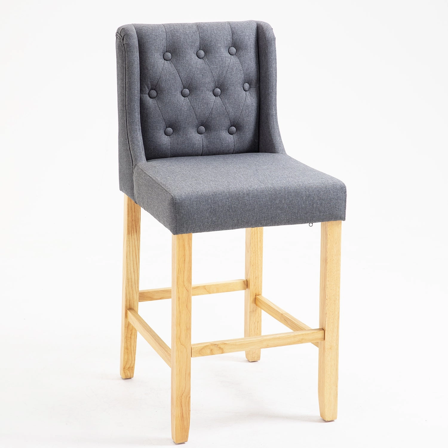 Harbury Set of 2 Buttoned Bar Stools (Light Grey Linen)