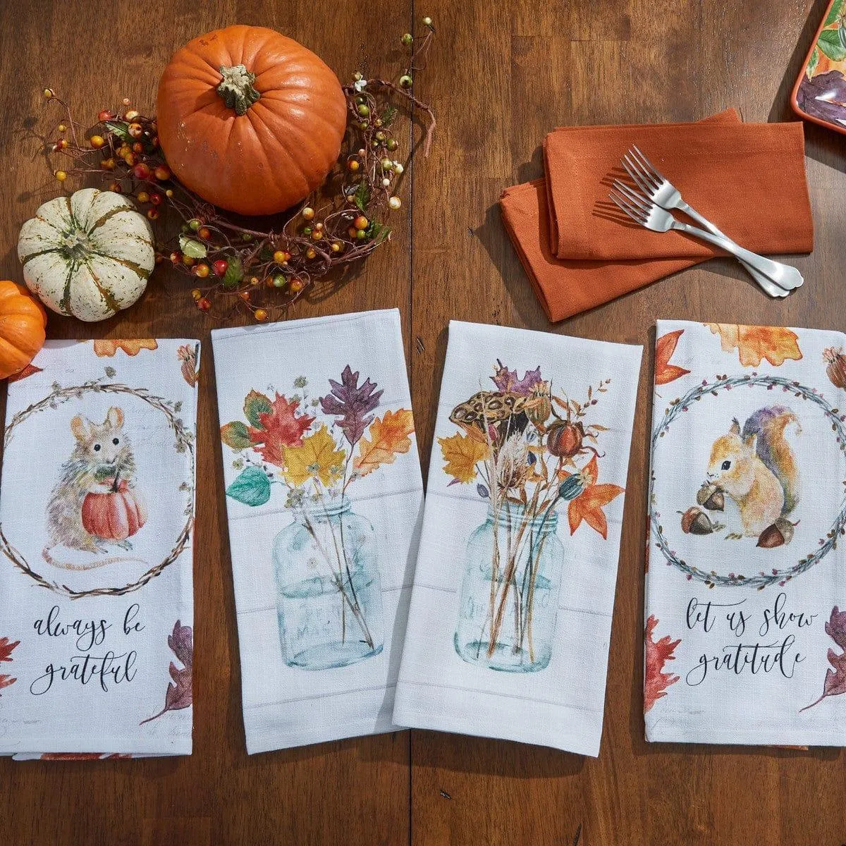Harvest Home Fall Leaves Dishtowel