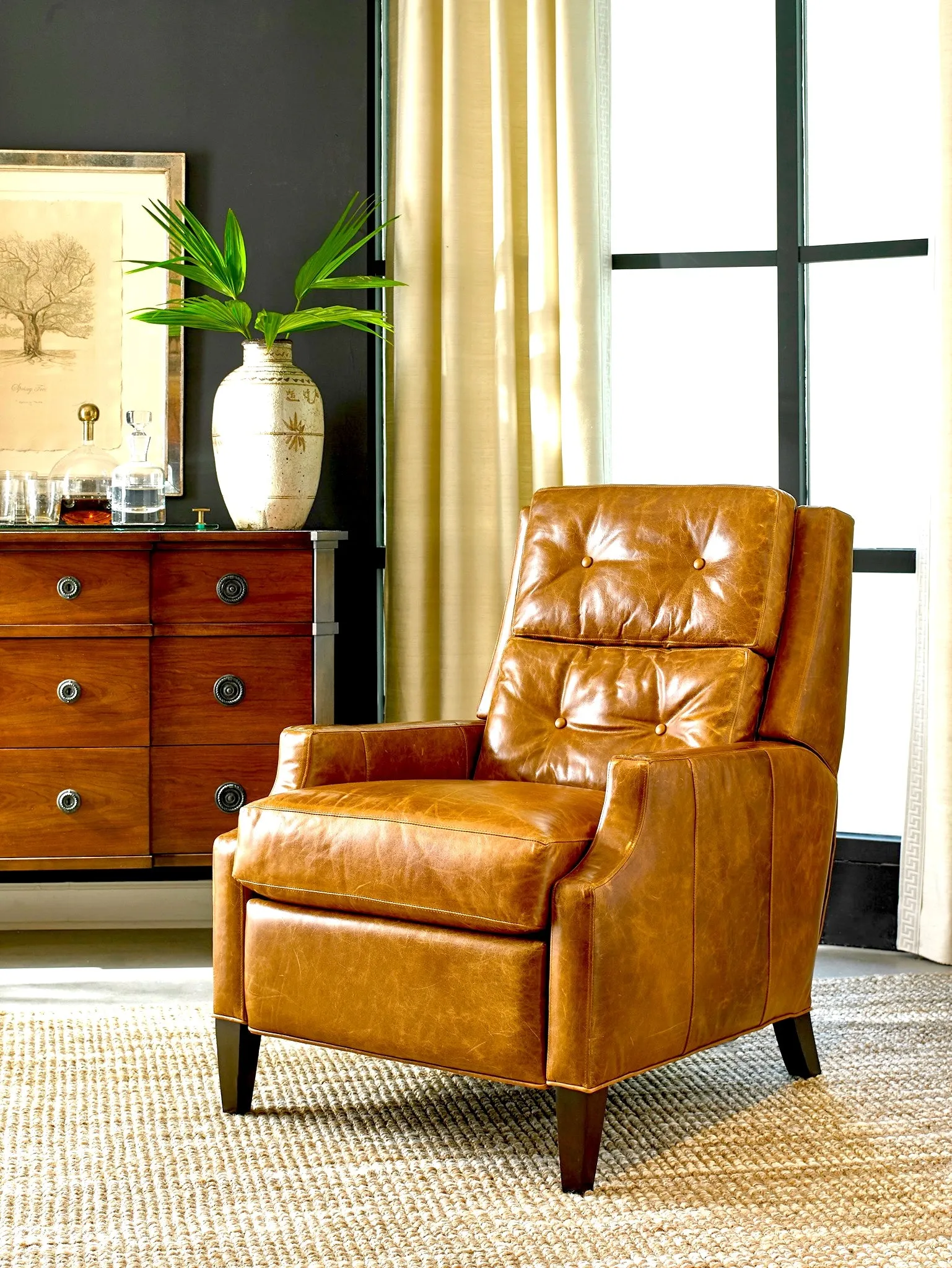 Hasselback Leather Recliner vanity mirror, wall mirror
