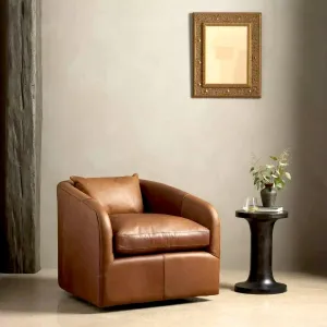 Heirloom Sienna Leather Swivel Chair vanity mirror, wall mirror