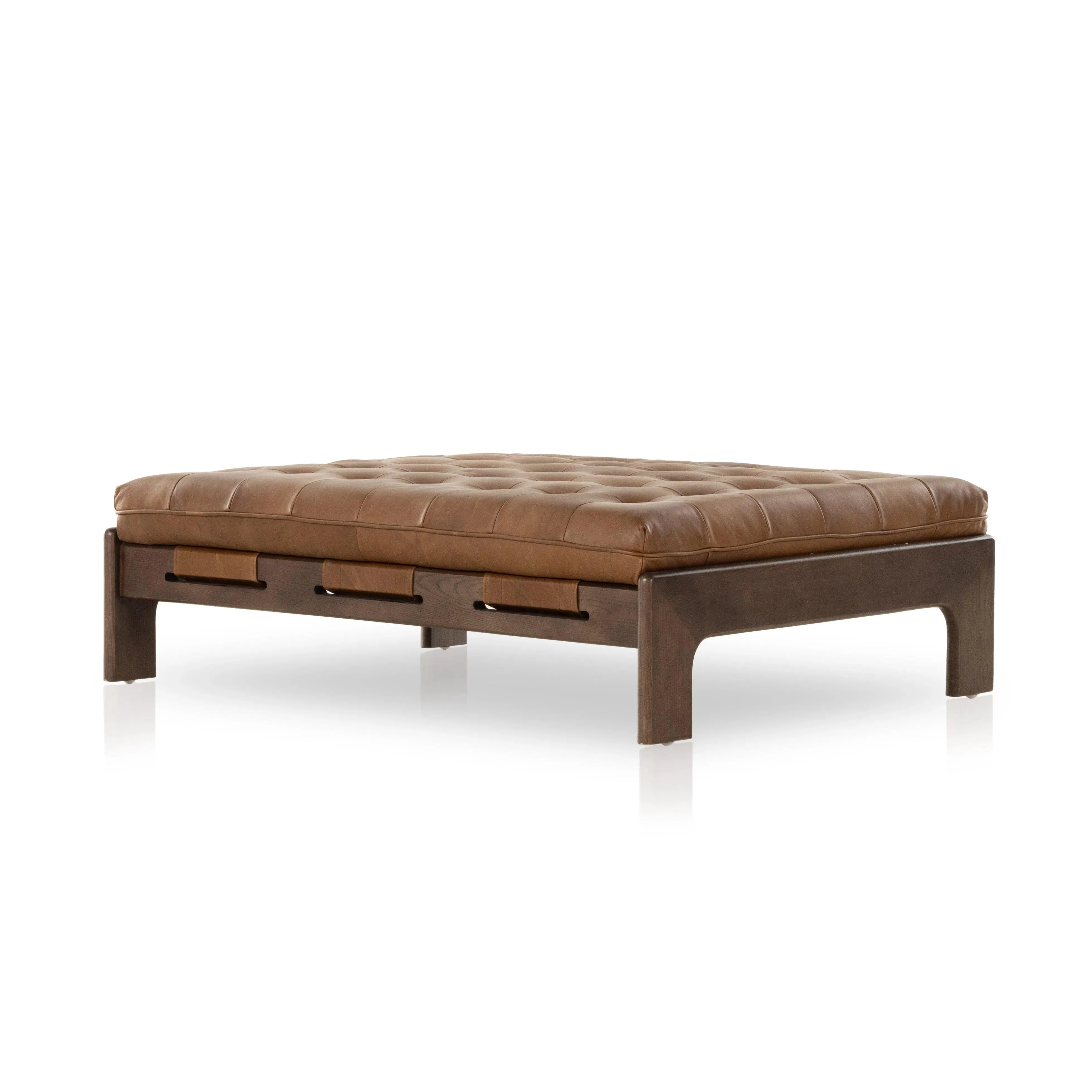 Heirloom Sienna Leather Tufted Ottoman