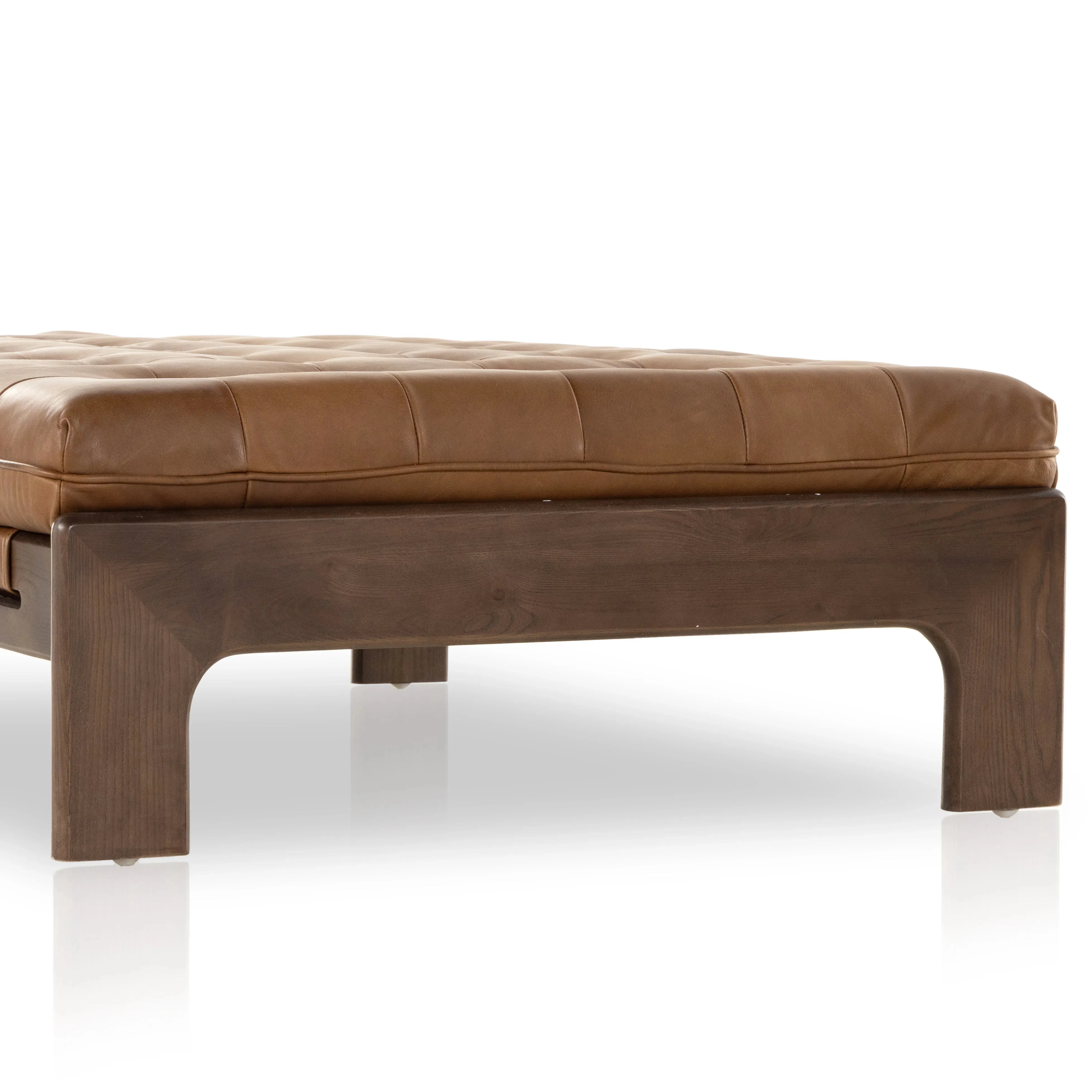 Heirloom Sienna Leather Tufted Ottoman