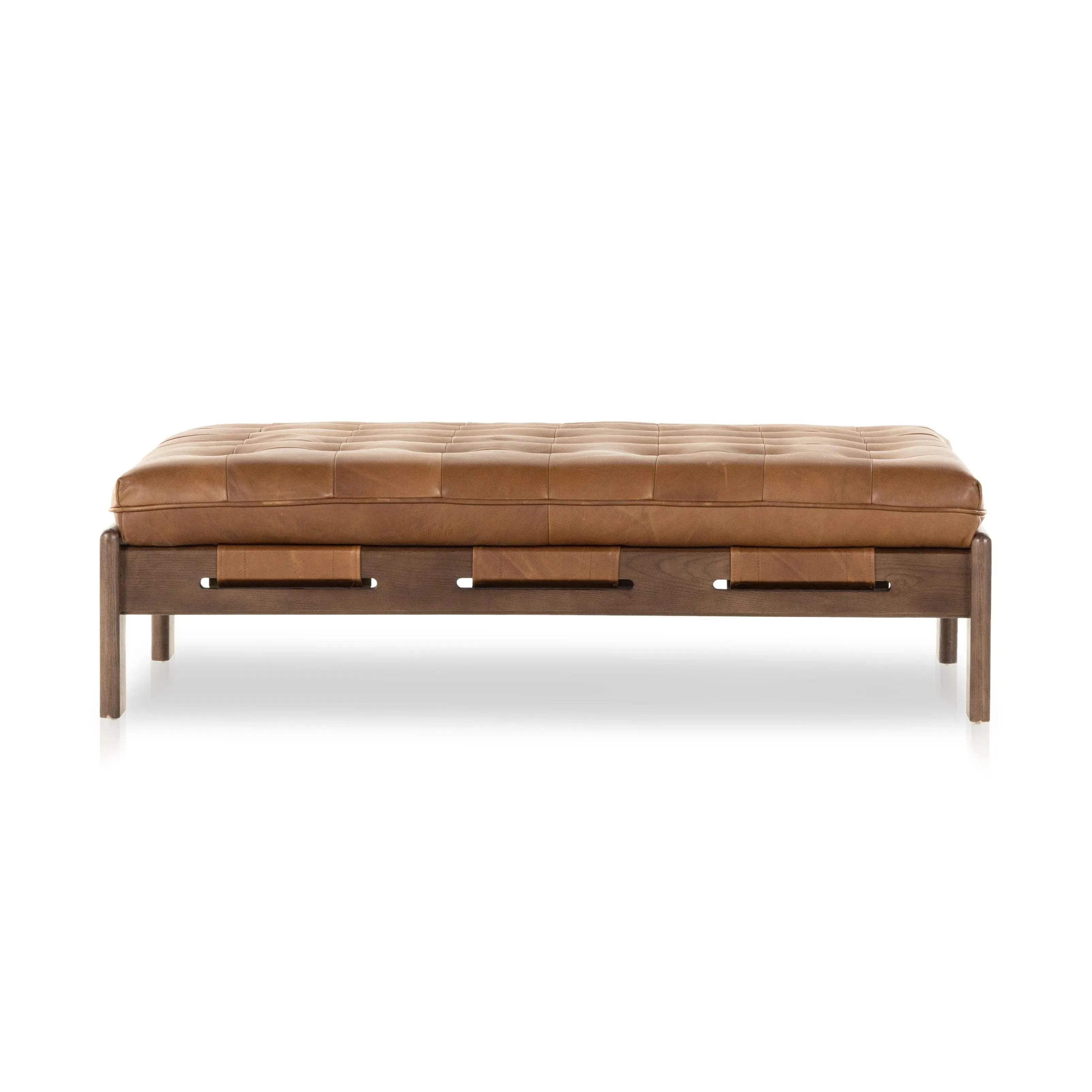 Heirloom Sienna Leather Tufted Ottoman