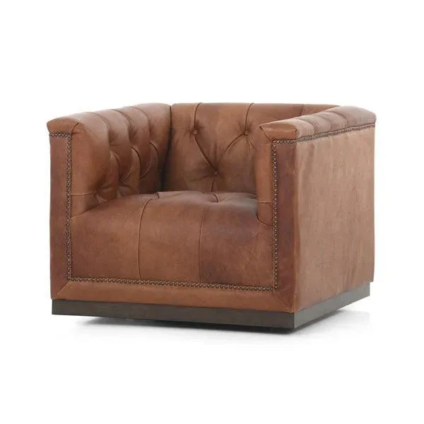 Heirloom Sienna Tufted Leather Swivel Chair