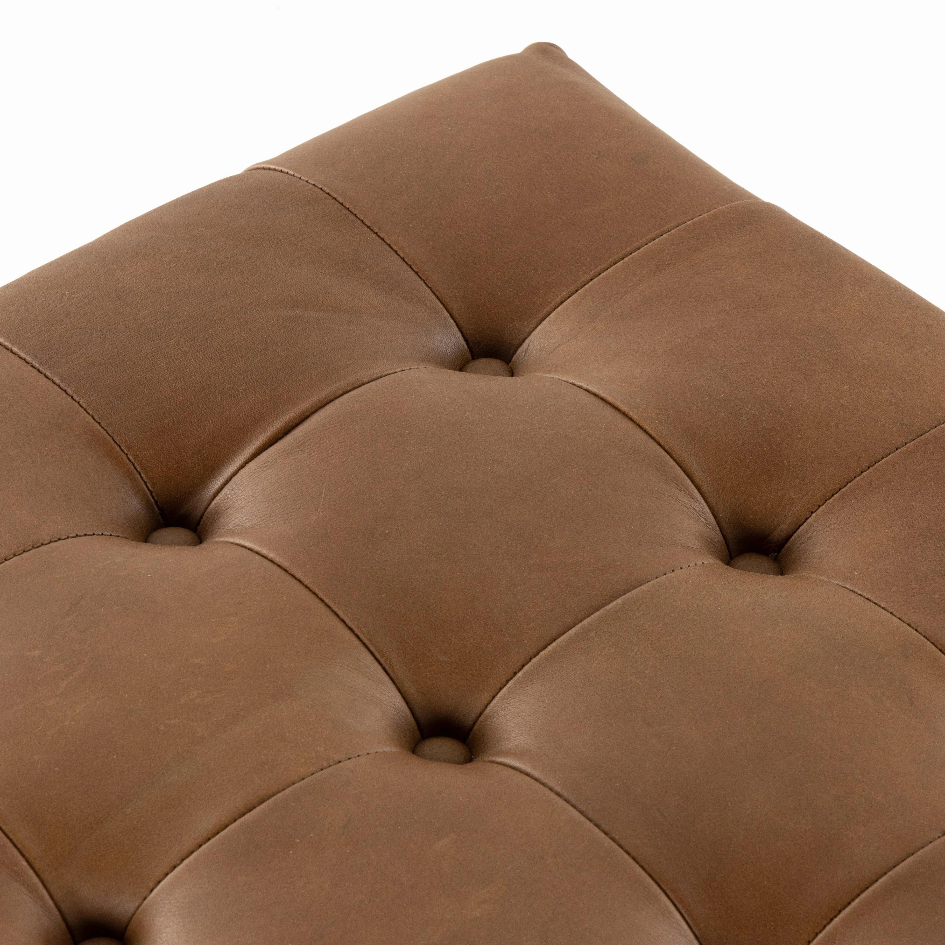 Heirloom Sienna Leather Tufted Ottoman
