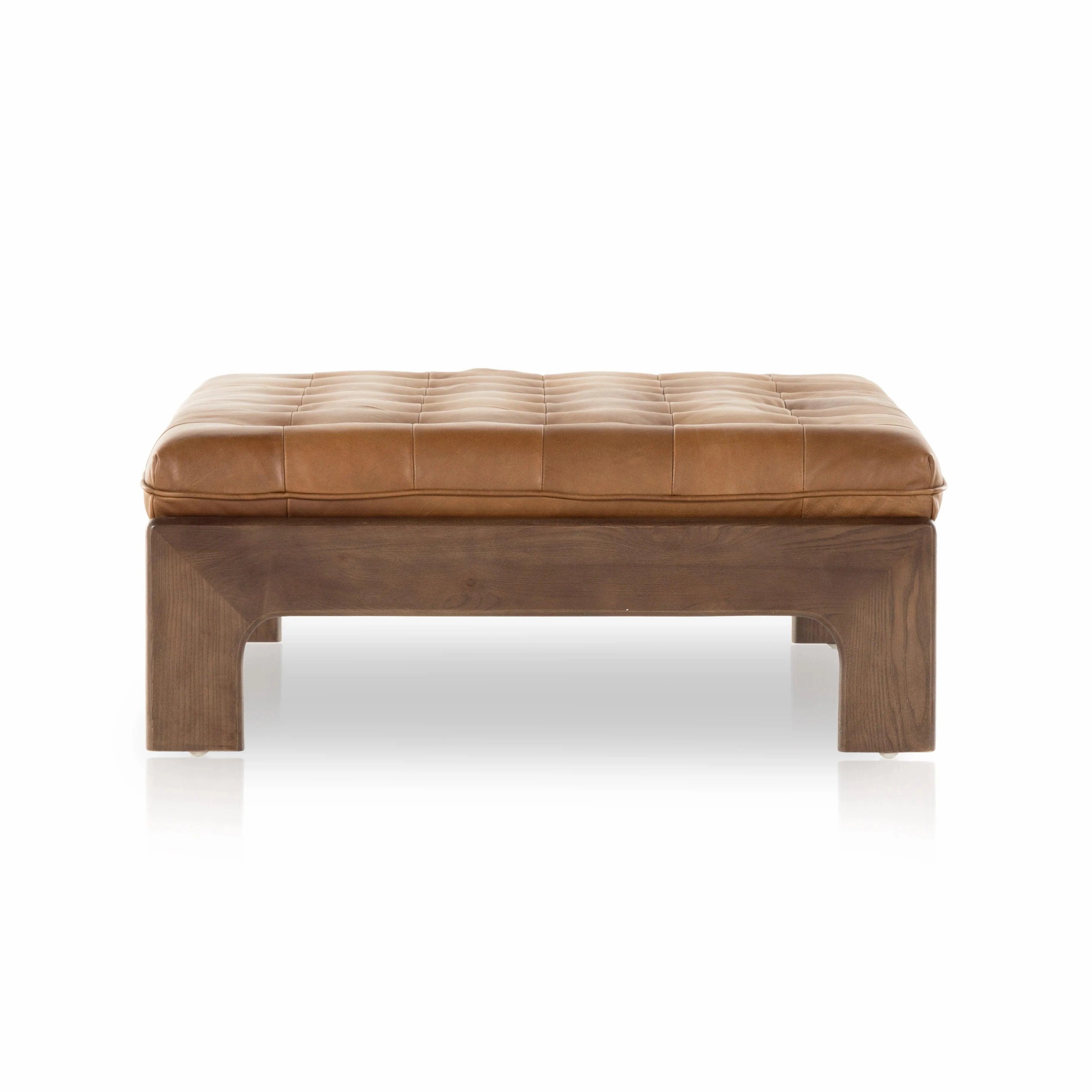 Heirloom Sienna Leather Tufted Ottoman