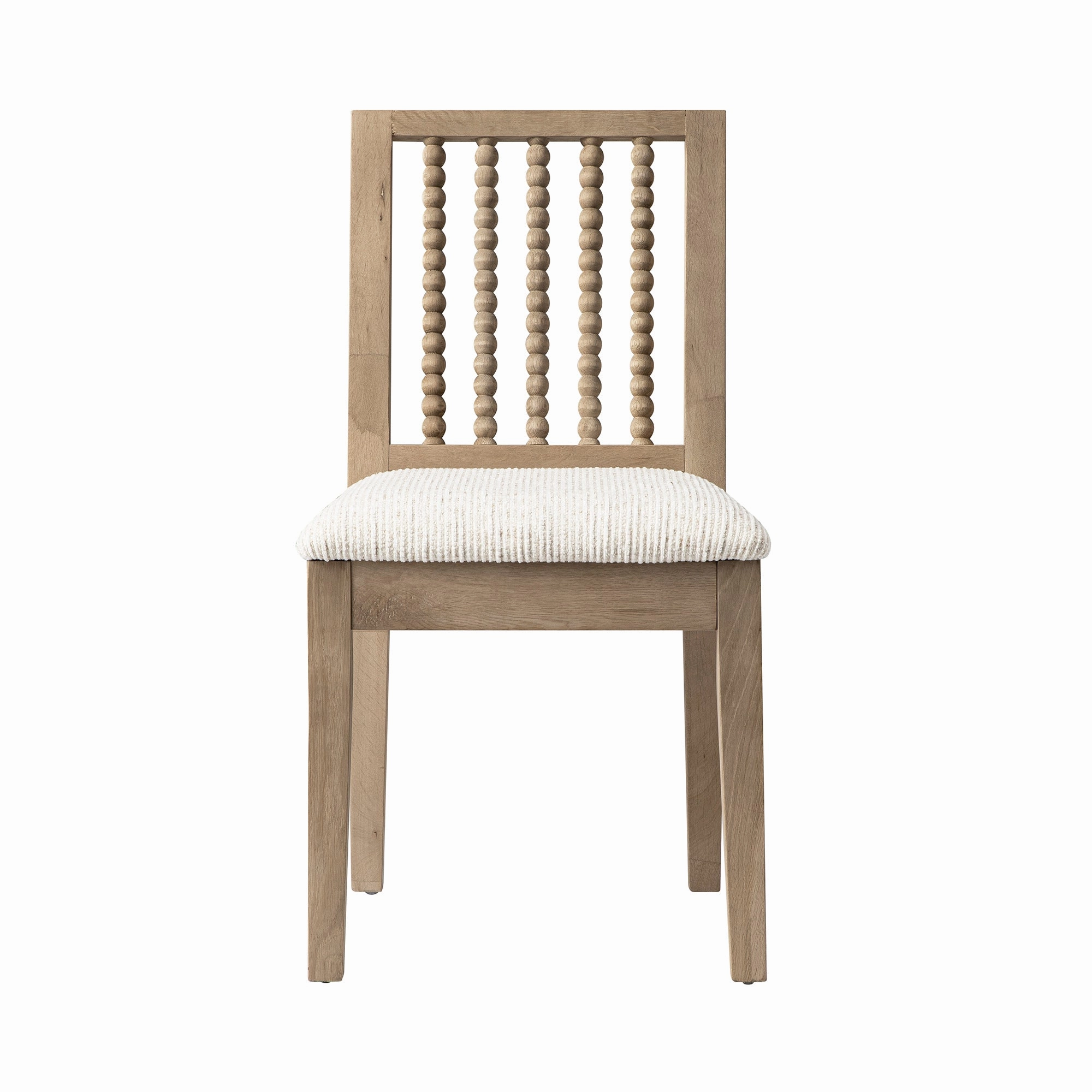 Hemingford Set of 2 Beige Textured Fabric Bobbin Spindle Washed Oak Dining Chairs