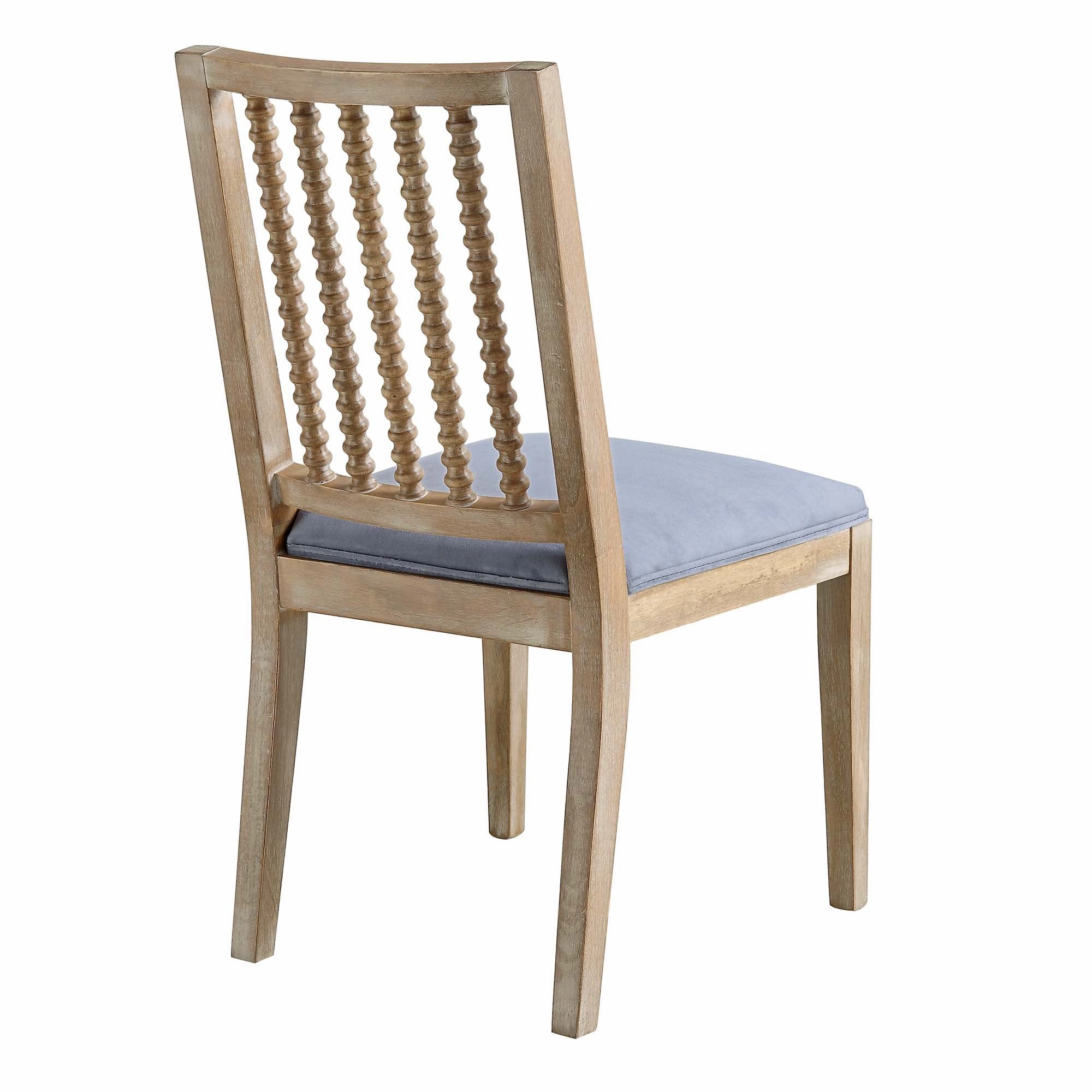Hemingford Set of 2 Blue Grey Velvet Bobbin Spindle Dining Chair