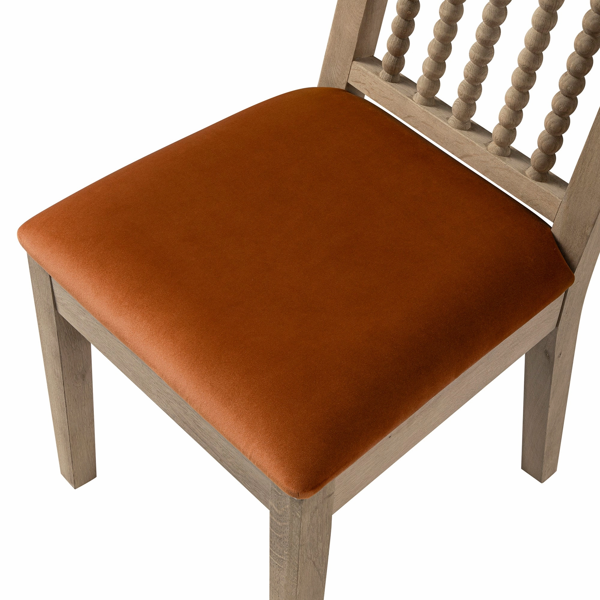 Hemingford Set of 2 Rust Velvet Bobbin Spindle Washed Oak Dining Chairs