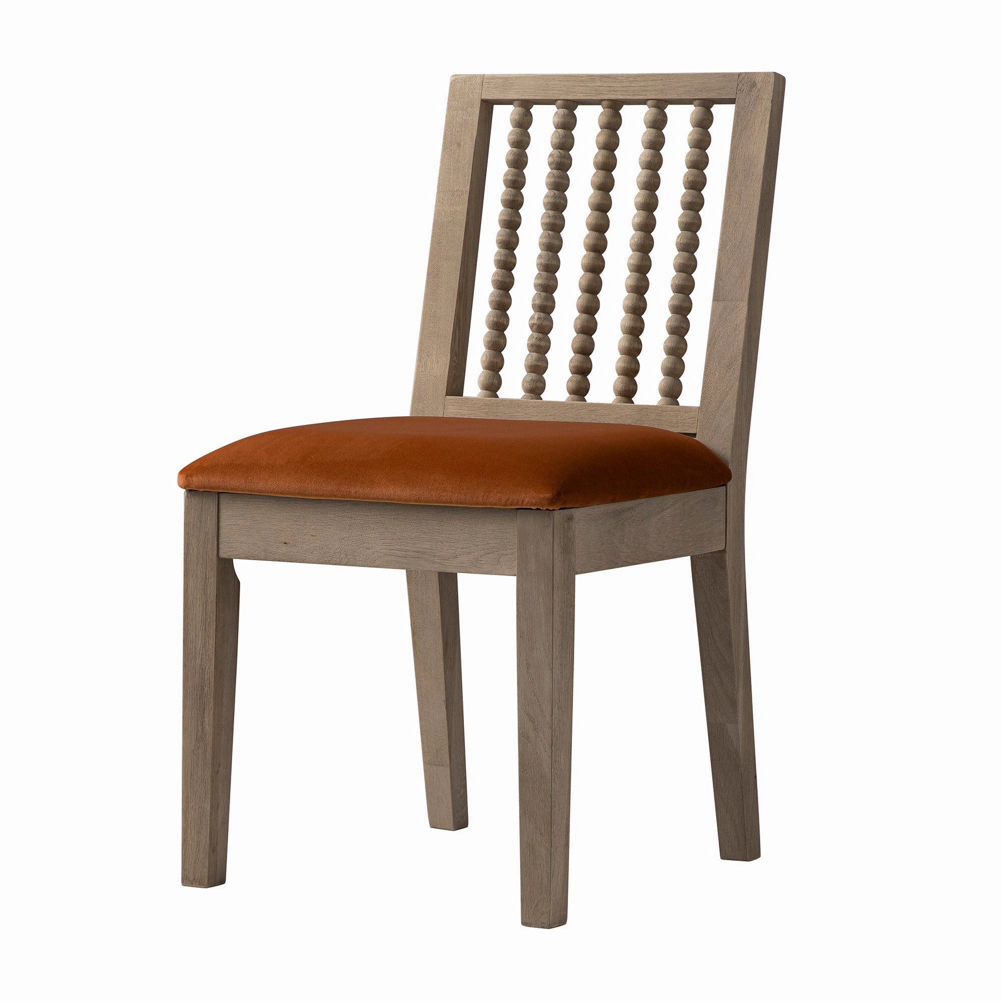Hemingford Set of 2 Rust Velvet Bobbin Spindle Washed Oak Dining Chairs