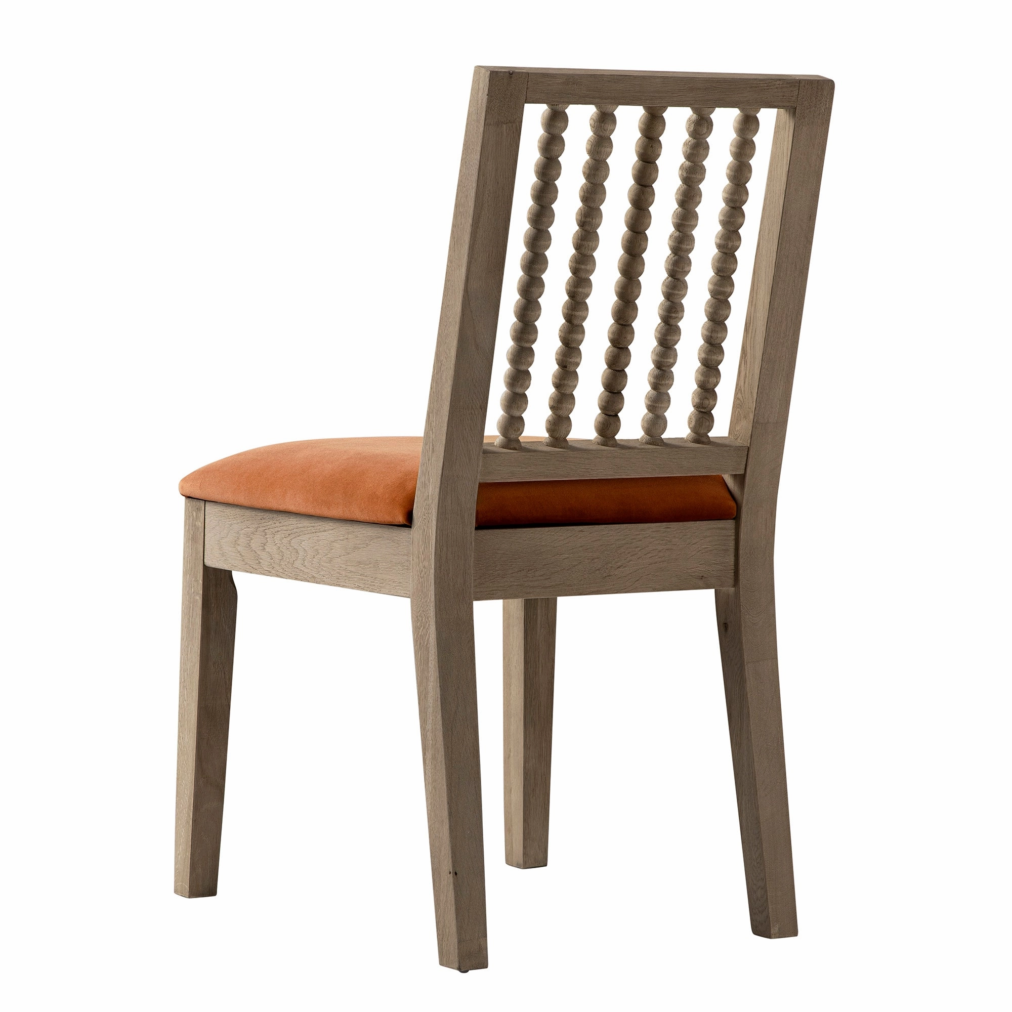 Hemingford Set of 2 Rust Velvet Bobbin Spindle Washed Oak Dining Chairs