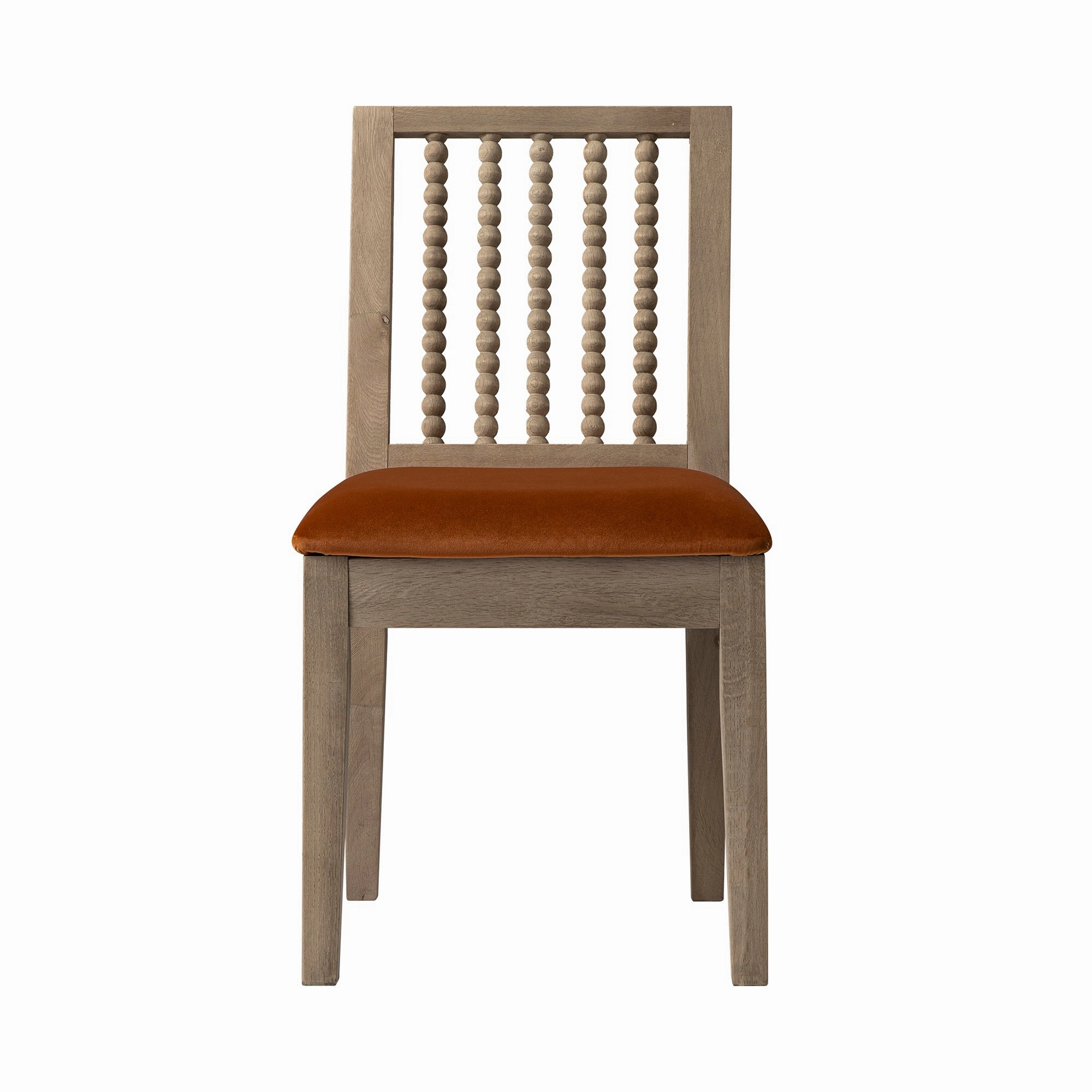 Hemingford Set of 2 Rust Velvet Bobbin Spindle Washed Oak Dining Chairs