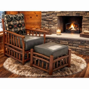 Hickory Peak Lounge Chair & Ottoman table runner, placemat