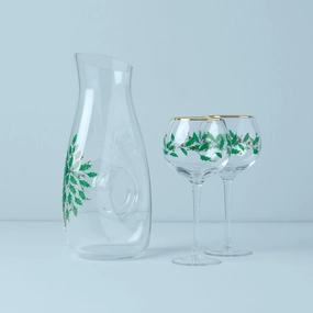 Holiday 3 pc Decanter & Wine Glasses Set