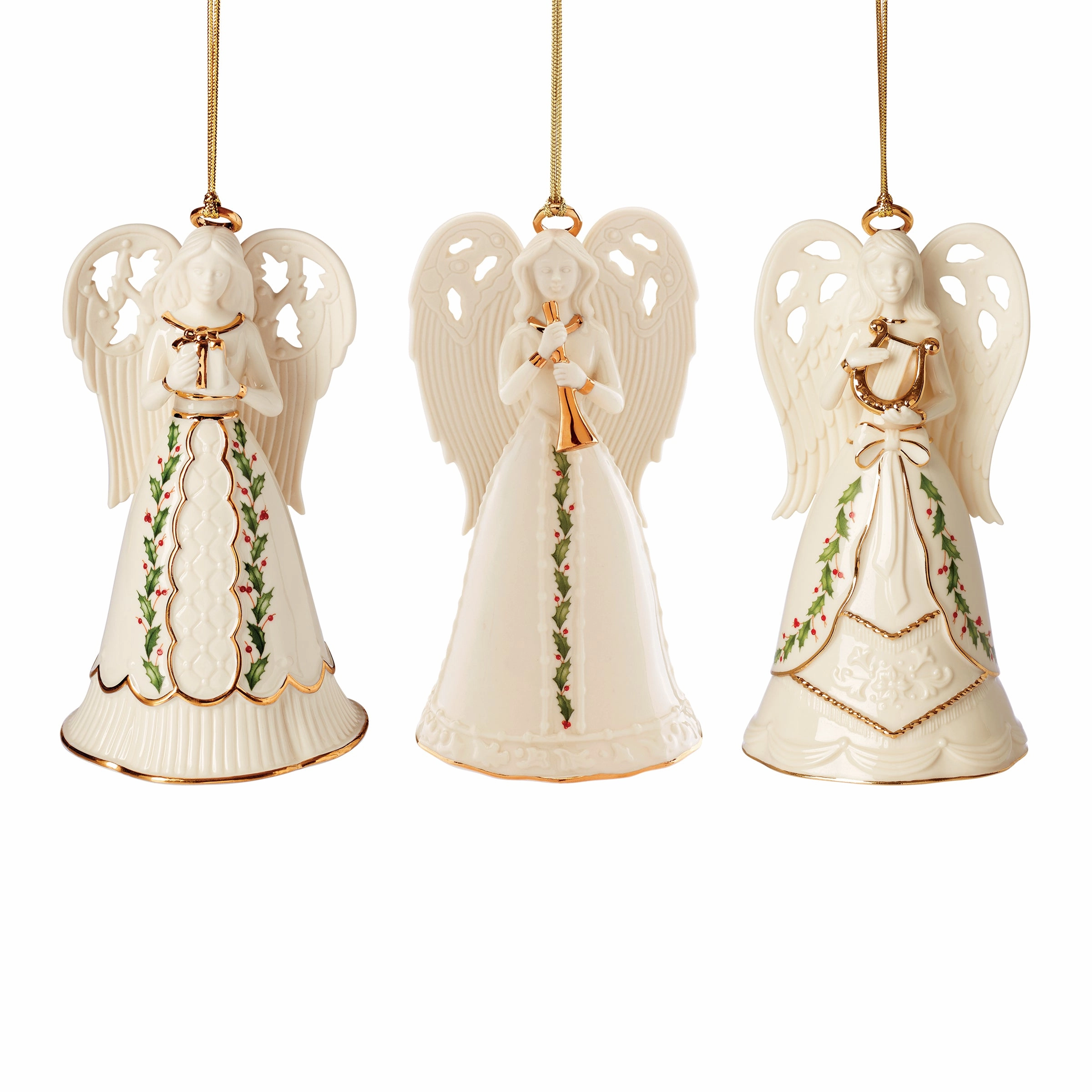 Holiday Angel Bell Ornaments - Set Of 3