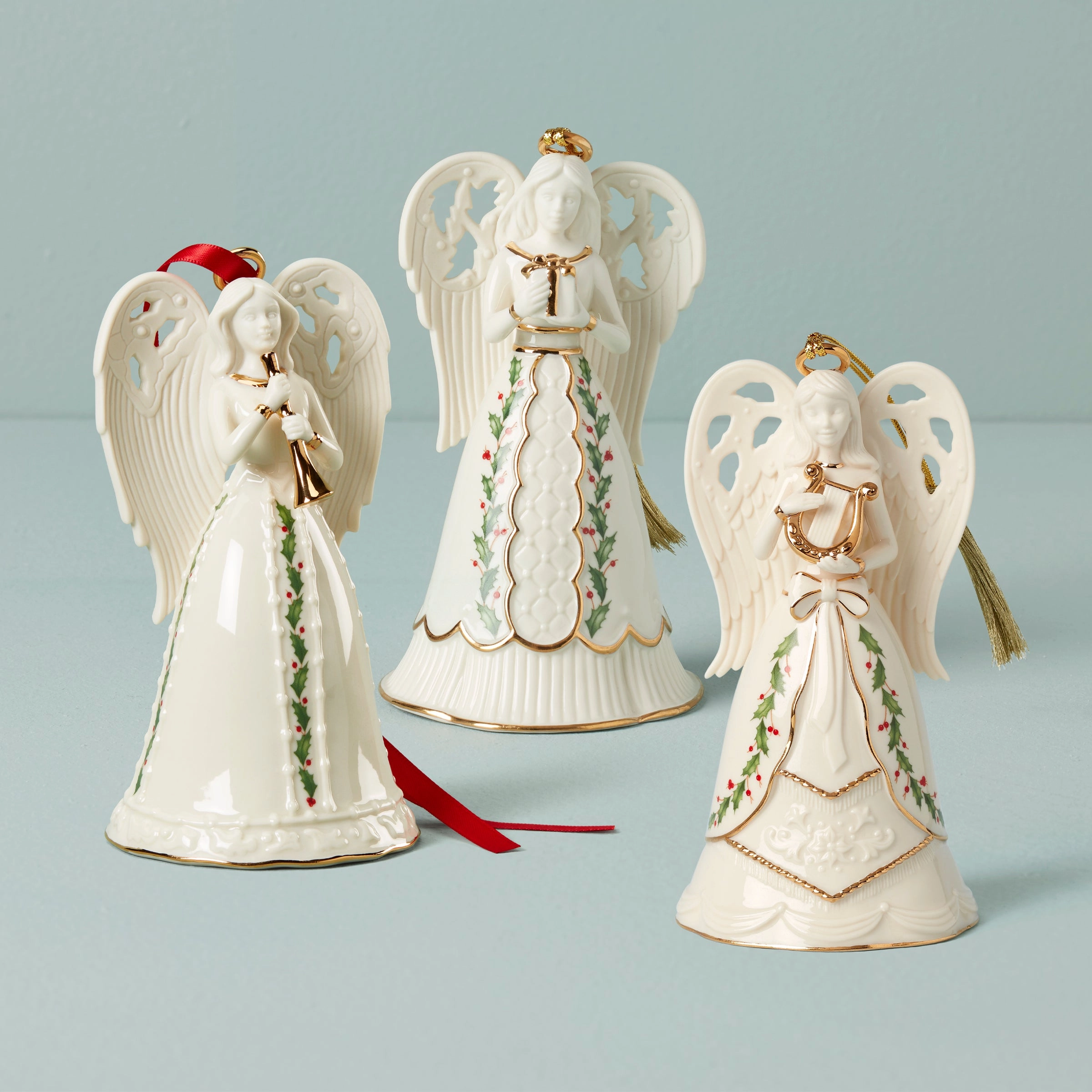 Holiday Angel Bell Ornaments - Set Of 3