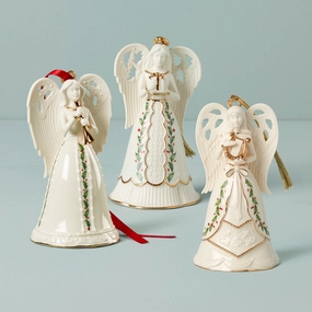 Holiday Angel Bell Ornaments - Set Of 3