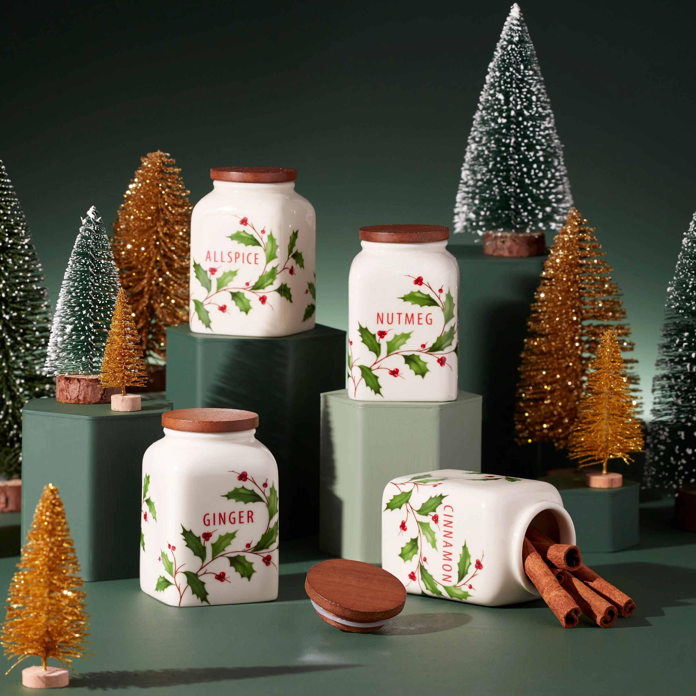 Holiday Baking Spice Jars - Set Of 4