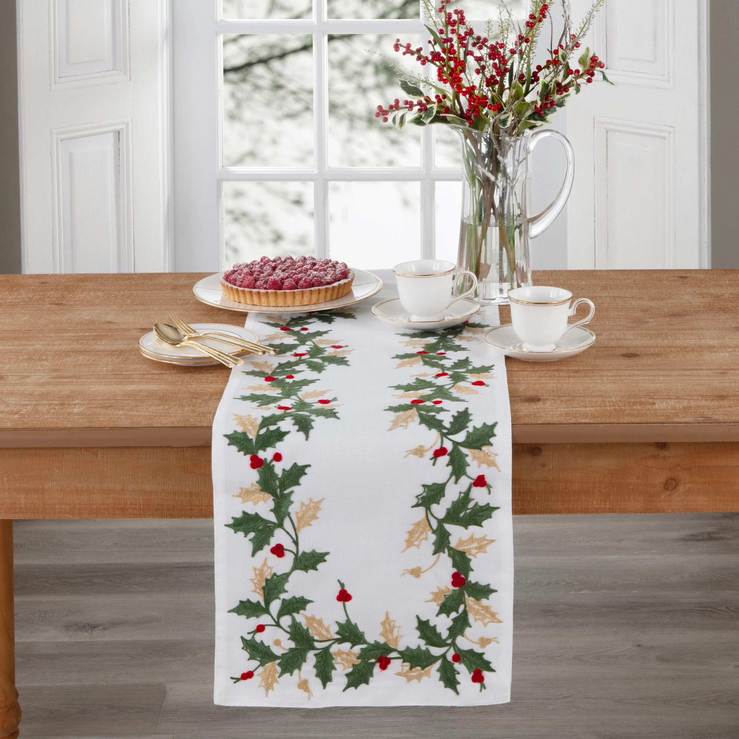 Holiday Embroidered 14X70 Table Runner