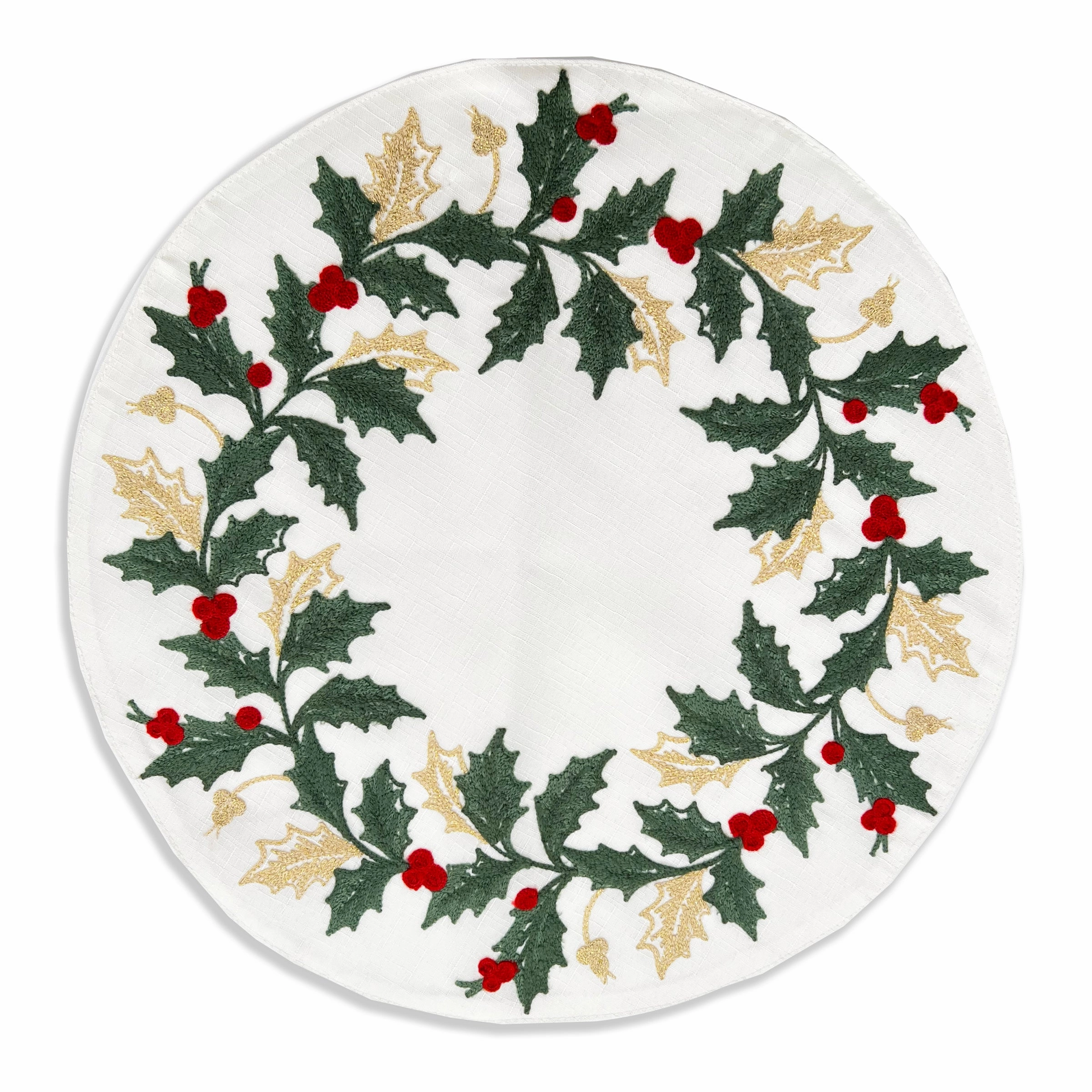Holiday Embroidered Placemats - Set Of 4