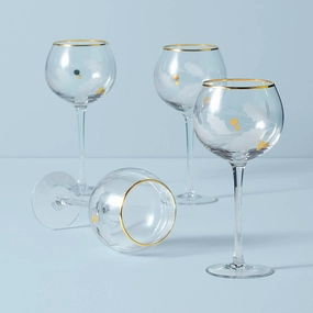 Holiday Gold Balloon Glasses - Set Of 4