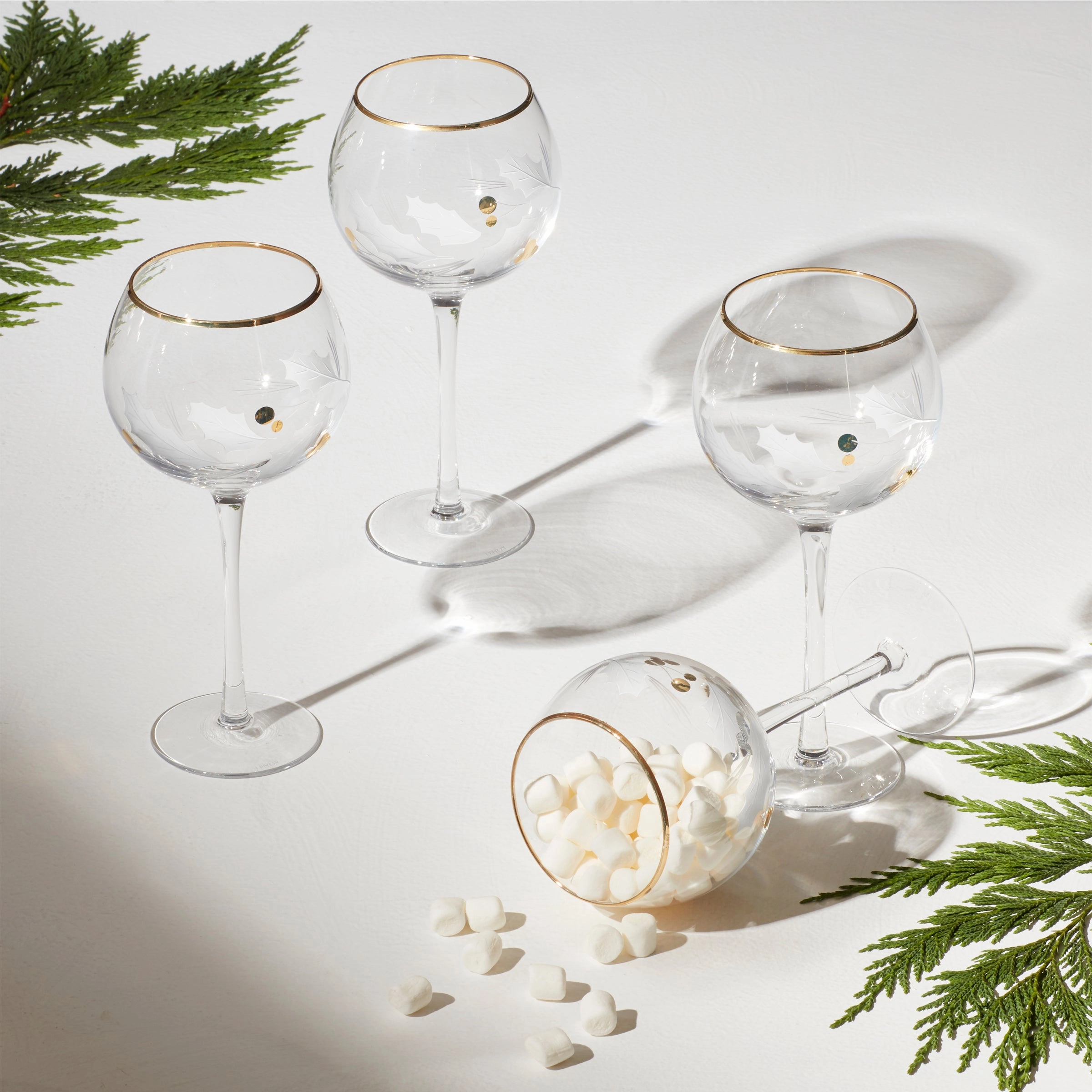 Holiday Gold Balloon Glasses - Set Of 4