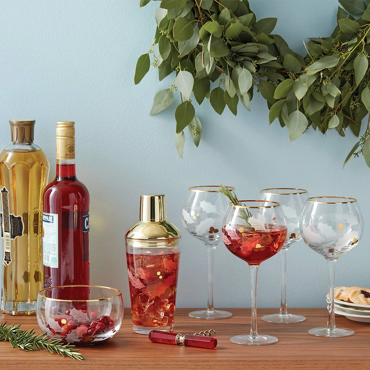 Holiday Gold Balloon Glasses - Set Of 4