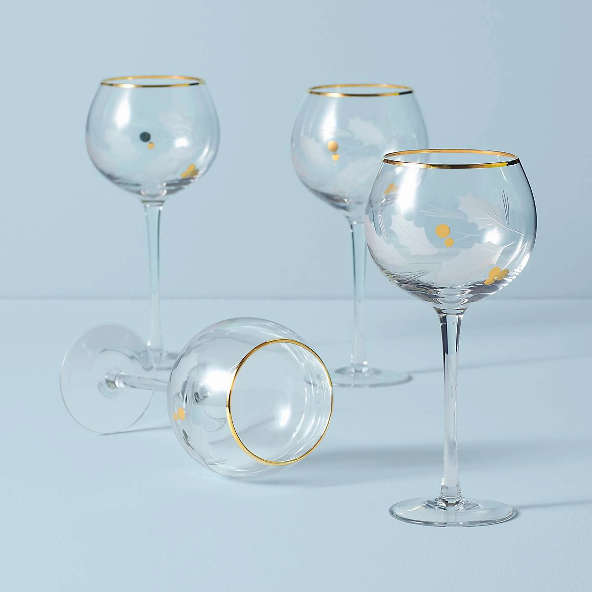 Holiday Gold Balloon Glasses - Set Of 4