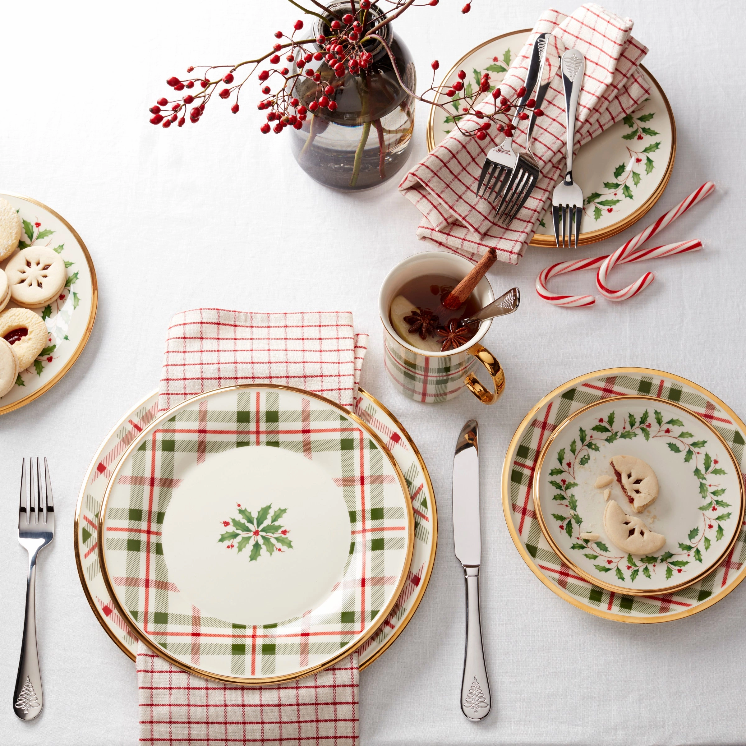 Holiday Plaid Mugs - Set of 4