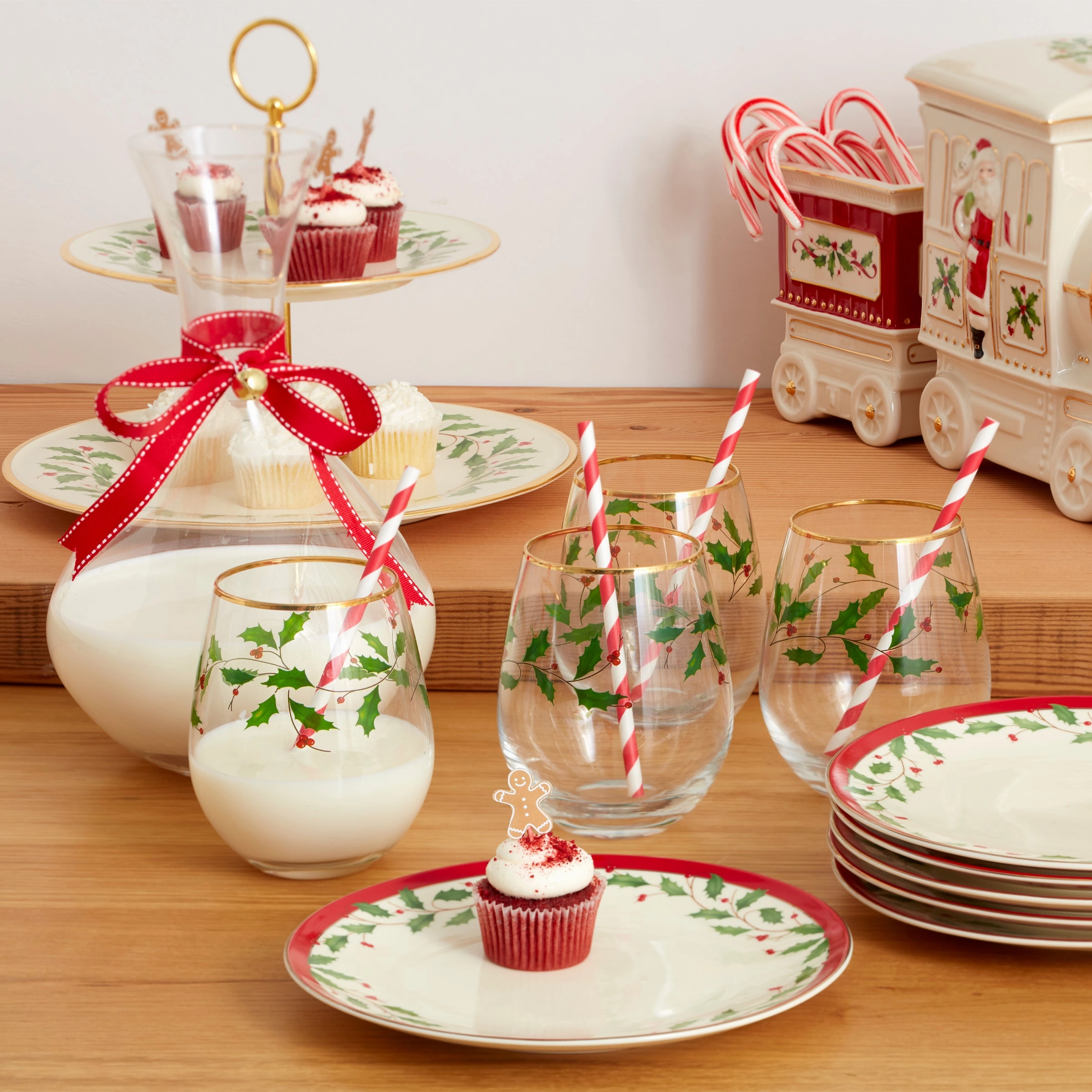 Holiday Stemless Wine Glasses - Set Of 4