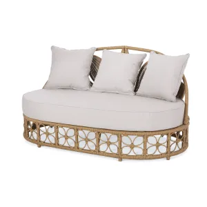 Homan Outdoor Wicker Daybed with Pillows, Light Brown and Beige patio chairs, outdoor seating