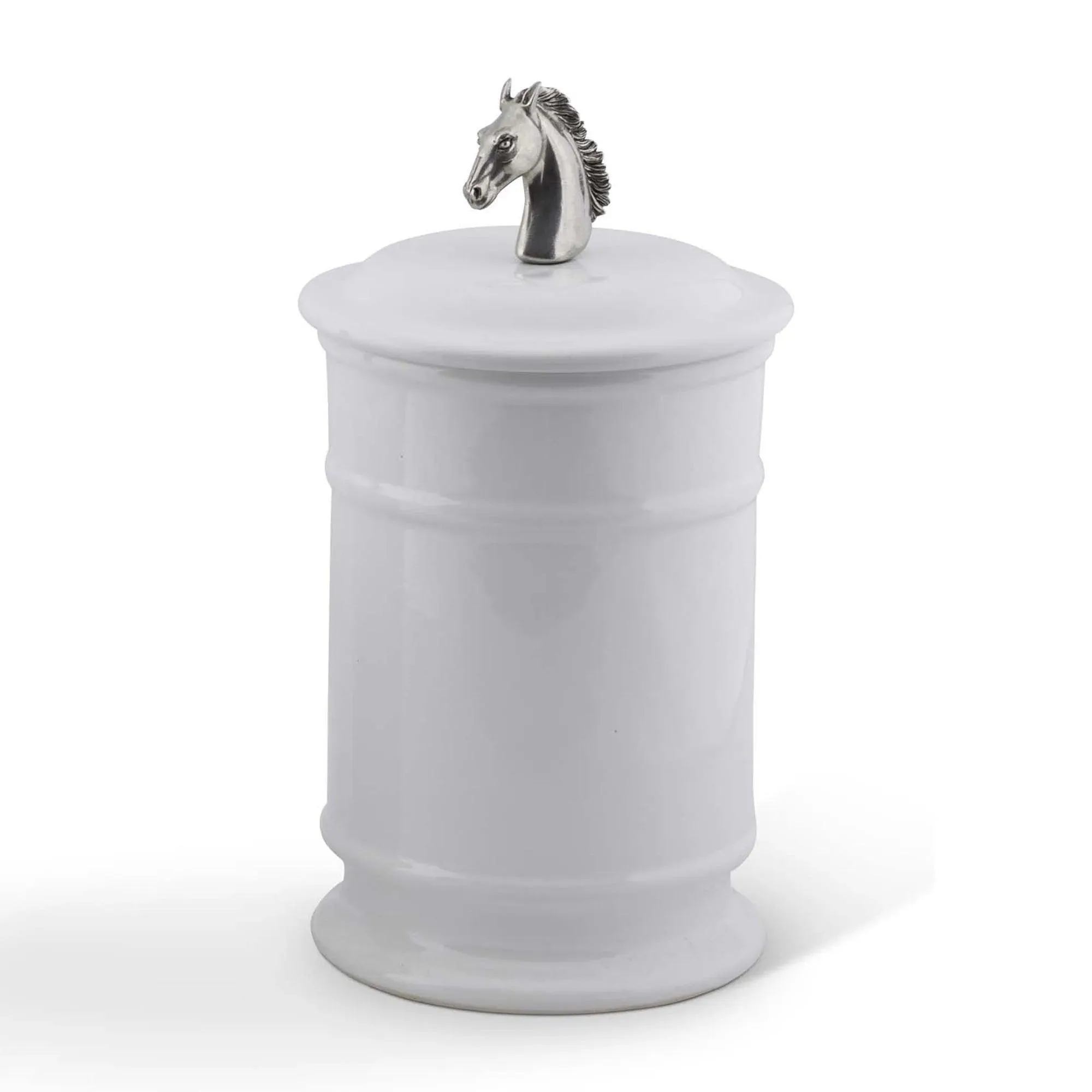Horse Head Stoneware Canister