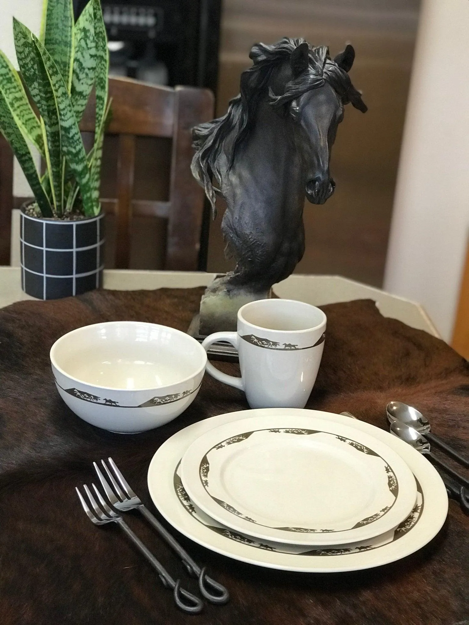 Horses Wide Open Dinnerware Set toilet seat cover, slow close seat