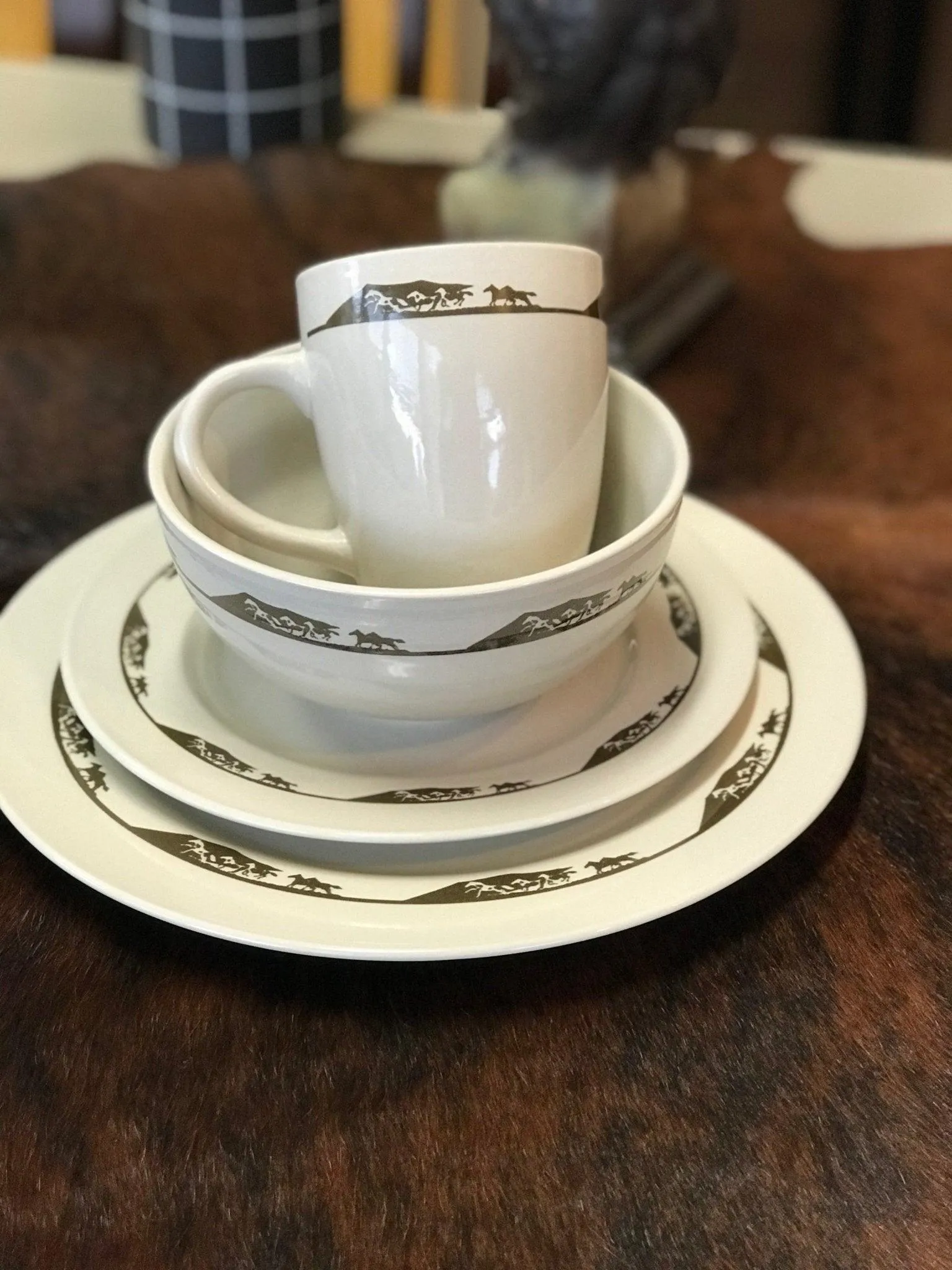 Horses Wide Open Dinnerware Set